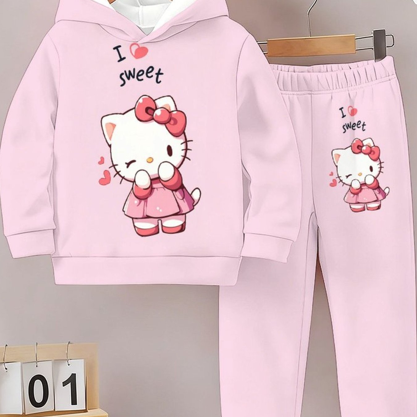 Image of Girls' Clothing Girls' Hoodie Set Casual Versatile Girl Versatile Girl And Kuromi Print Cinnamoroll Girls' Hoodie And Sweatpants Set, Perfect For Outdoor