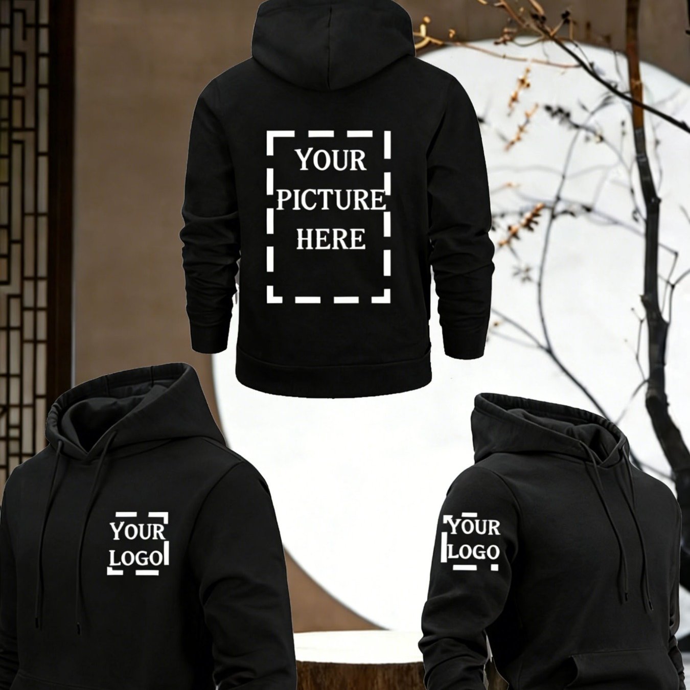 TEMU Custom Item - Unisex Thick Hooded Sweatshirt For Autumn And Winter, Featuring Perfect Prints On The Left Chest And Back Of The Arm, Suitable For