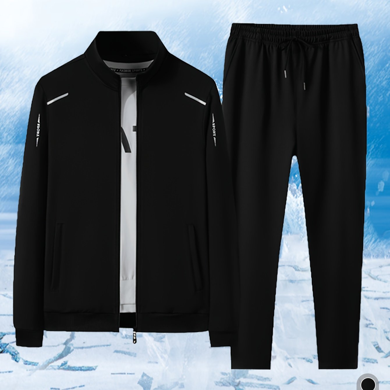 Image of Men's Spring And Autumn Casual Sports Suit, Stand Collar Cardigan, Running And Fitness Set