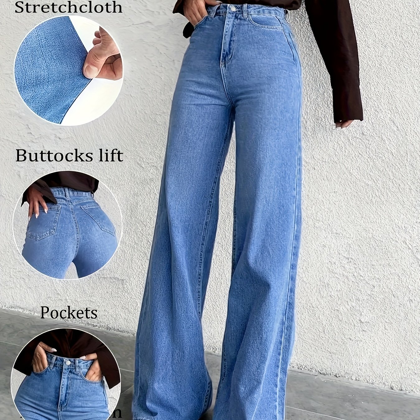 Image of High-waisted Stretch Denim Micro-flared Pants, Hip-lifting And, European Style