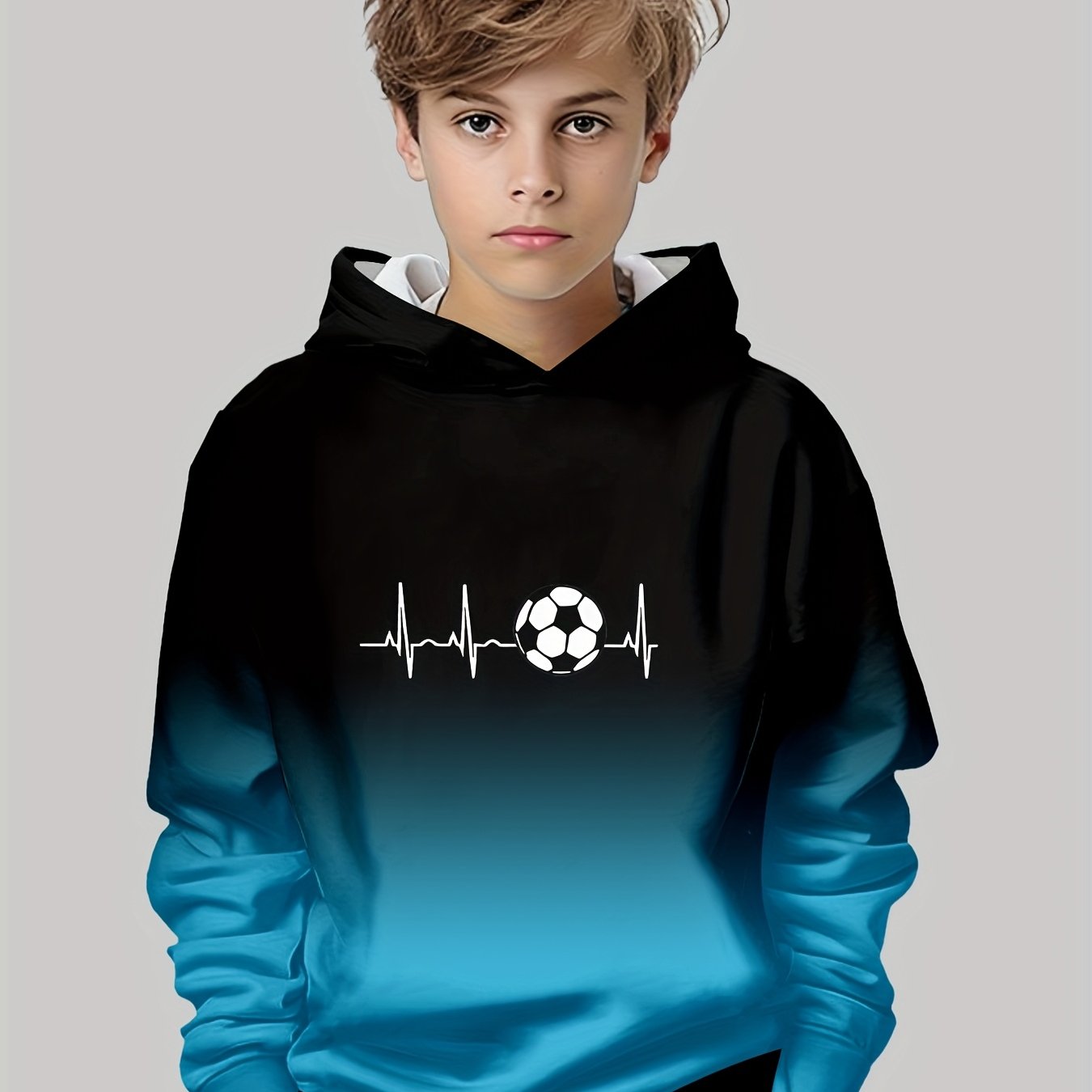 Boys Printed Casual Pullover Spring And Autumn Long Sleeve Sweatshirt, Boys Outdoor Hoodie Top