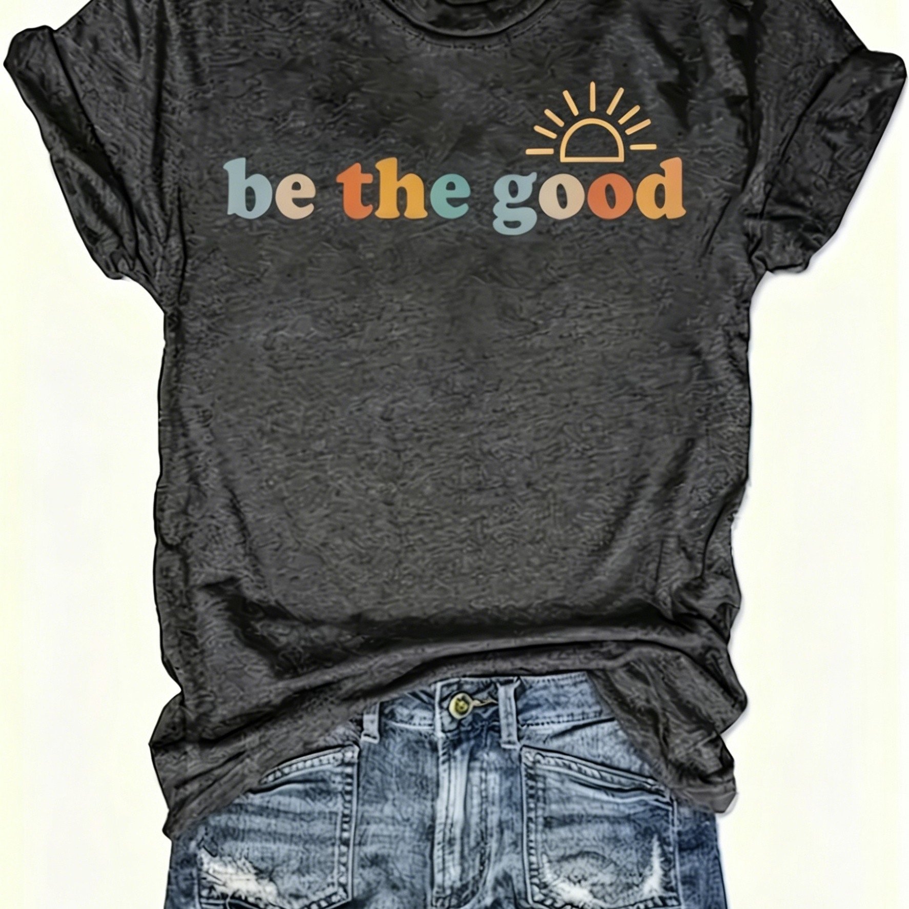 Be Kind, Print Women's Casual T-shirt, Round Neck Short-sleeve T-shirt, Machine Washable, Simple And Versatile, Breathable, Casual Fit For Spring And Summer(travel And Vacation Theme)