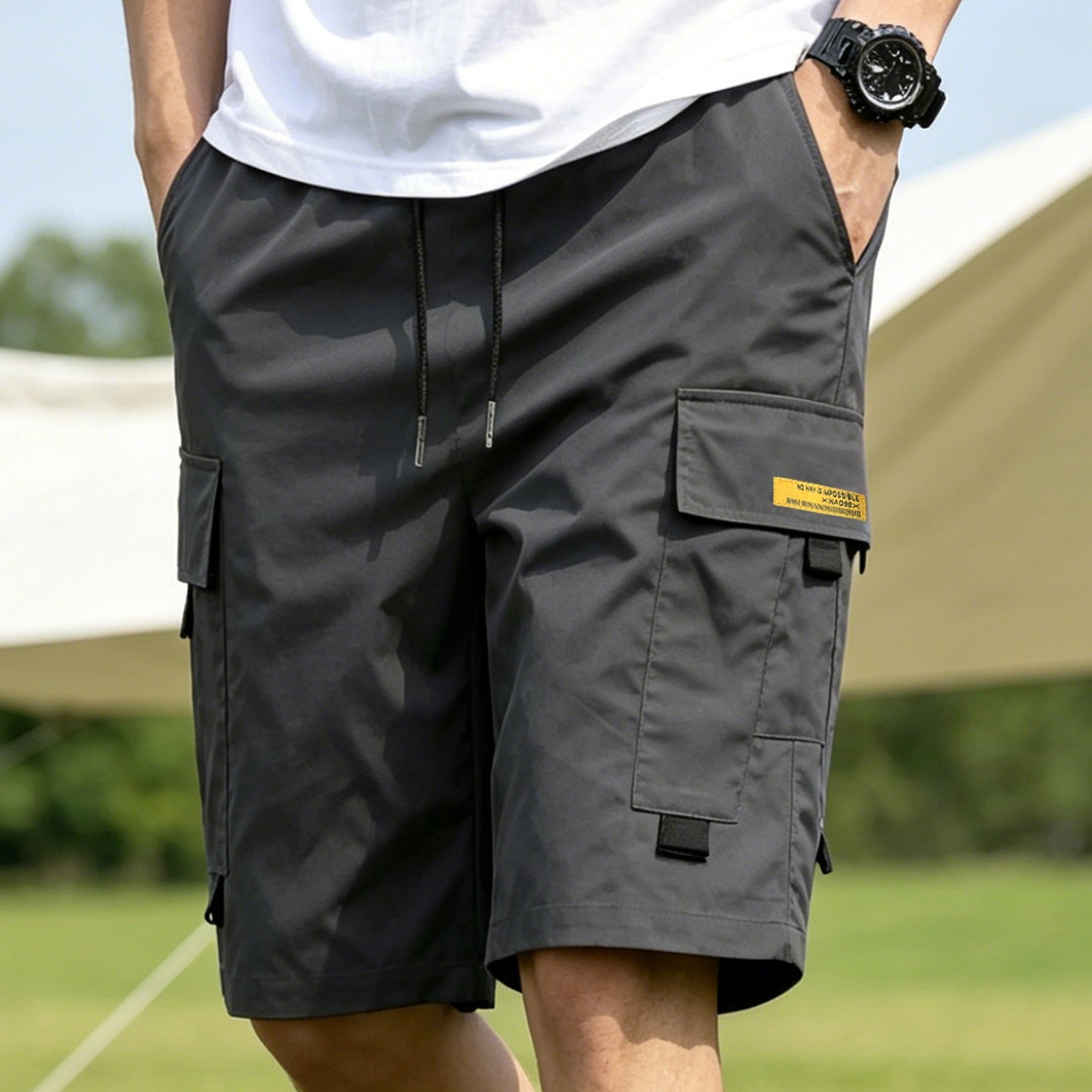 TEMU Men's Summer Cargo Shorts, Loose Fit Multi-pocket Shorts, Lightweight Breathable Fabric, Outdoor Camping Casual Shorts Bermuda