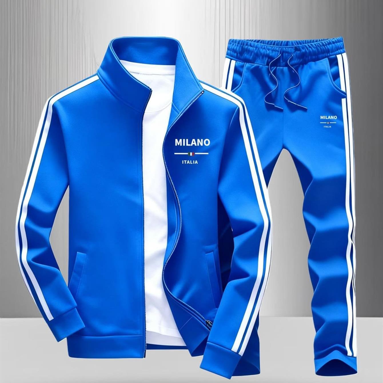 TEMU Men's Track Suit Italia Letter Print Striped Sleeve Casual Sportswear For Adults Men Street Style Fall Winter Casual Wear