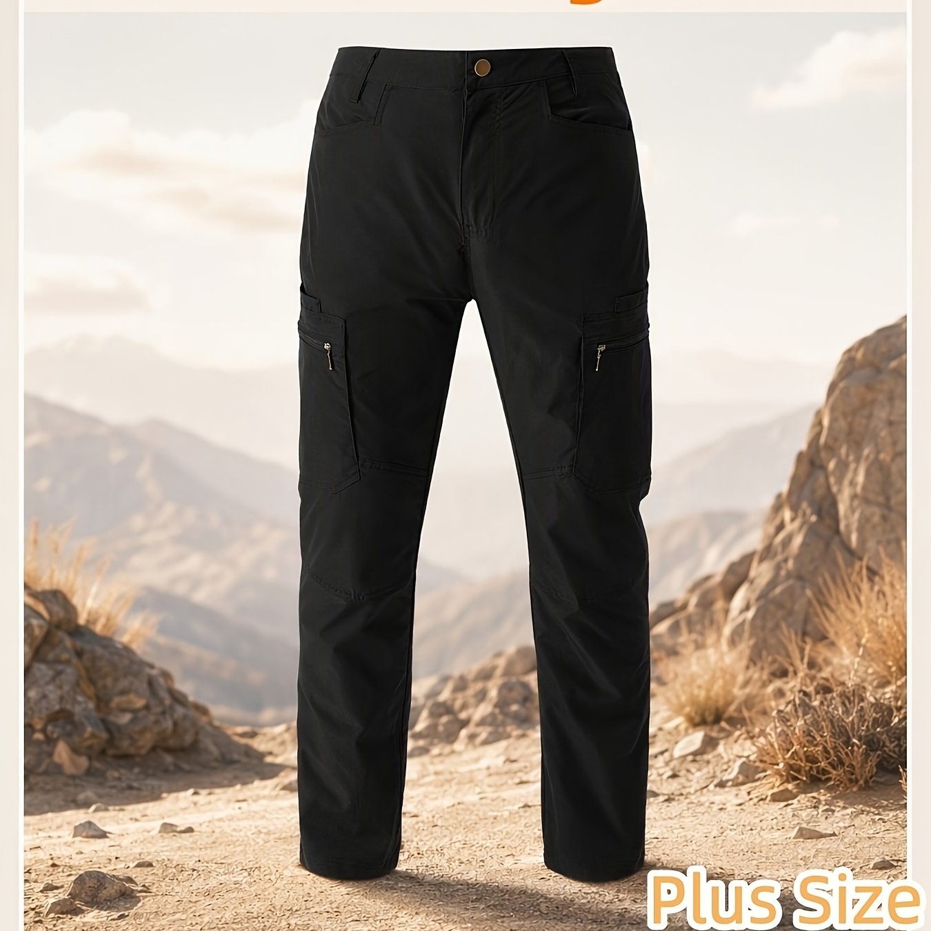 Image of Plus Size Multi-pocket Straight Leg Cargo Pants For Hiking And Daily Outfits