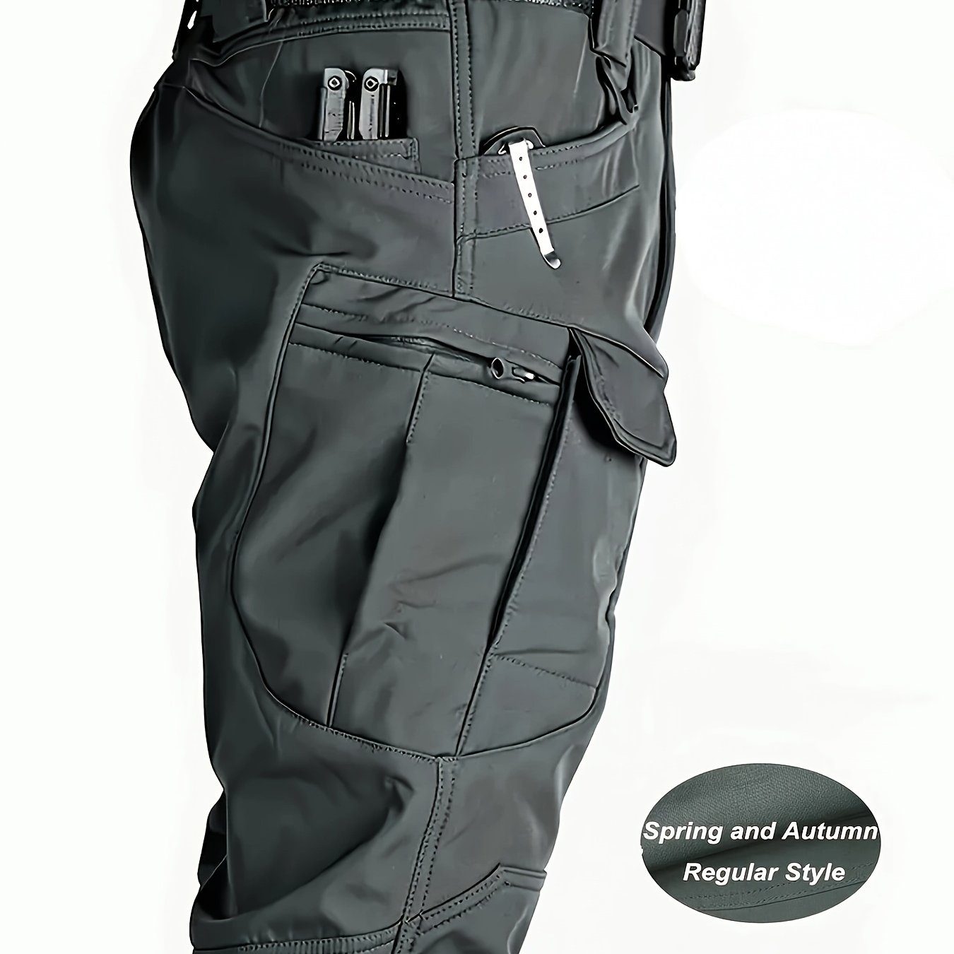 TEMU Men's Stretch Cargo Pants - Multi-pocket Wear-resistant Outdoor Hiking And Trekking Trousers - Elastic Waist Multi- Work Pants - Casual Long