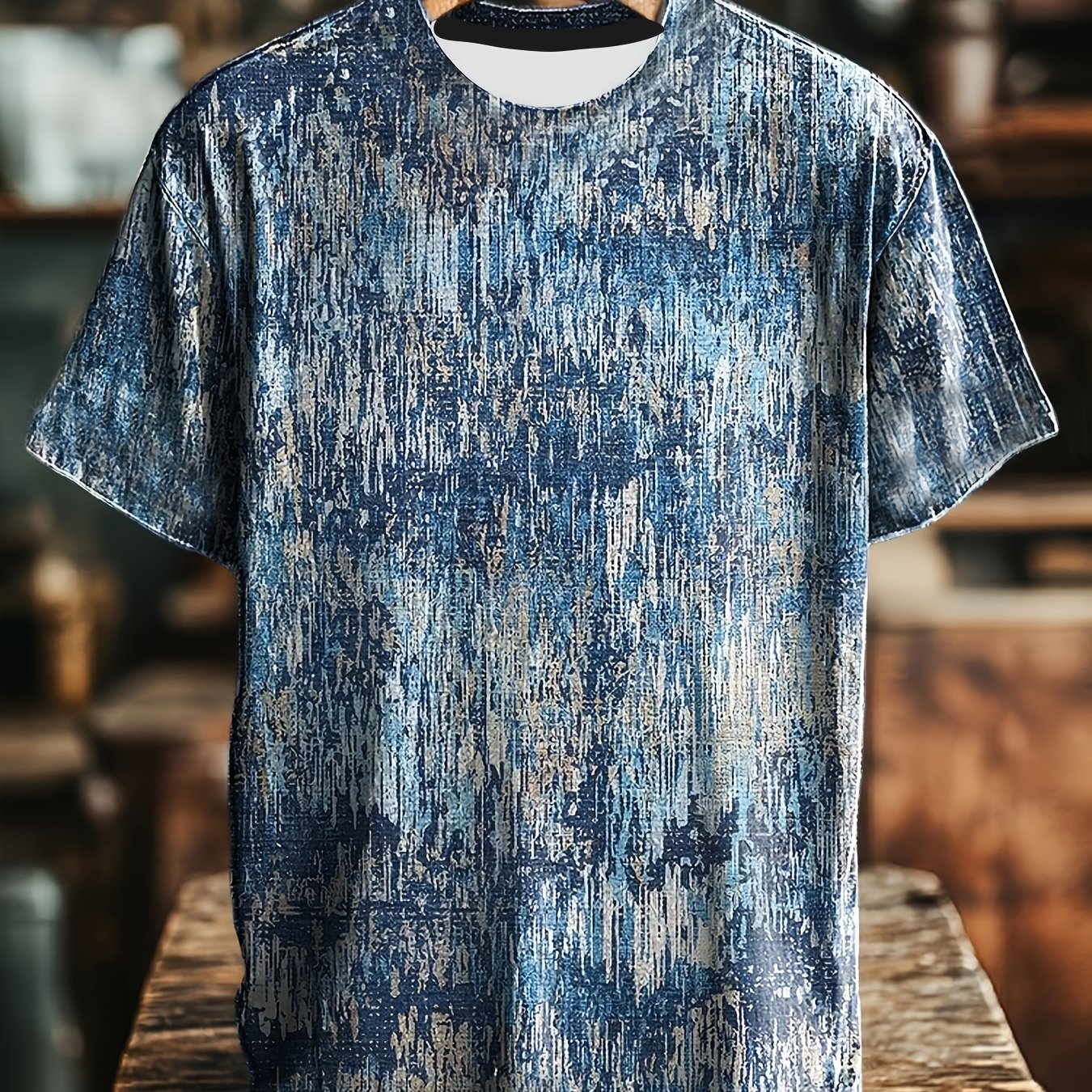 TEMU Yeyhtwo Unisex Vintage Abstract Distressed Loose Short-sleeve T-shirt, Men' Size Short-sleeve T-shirt