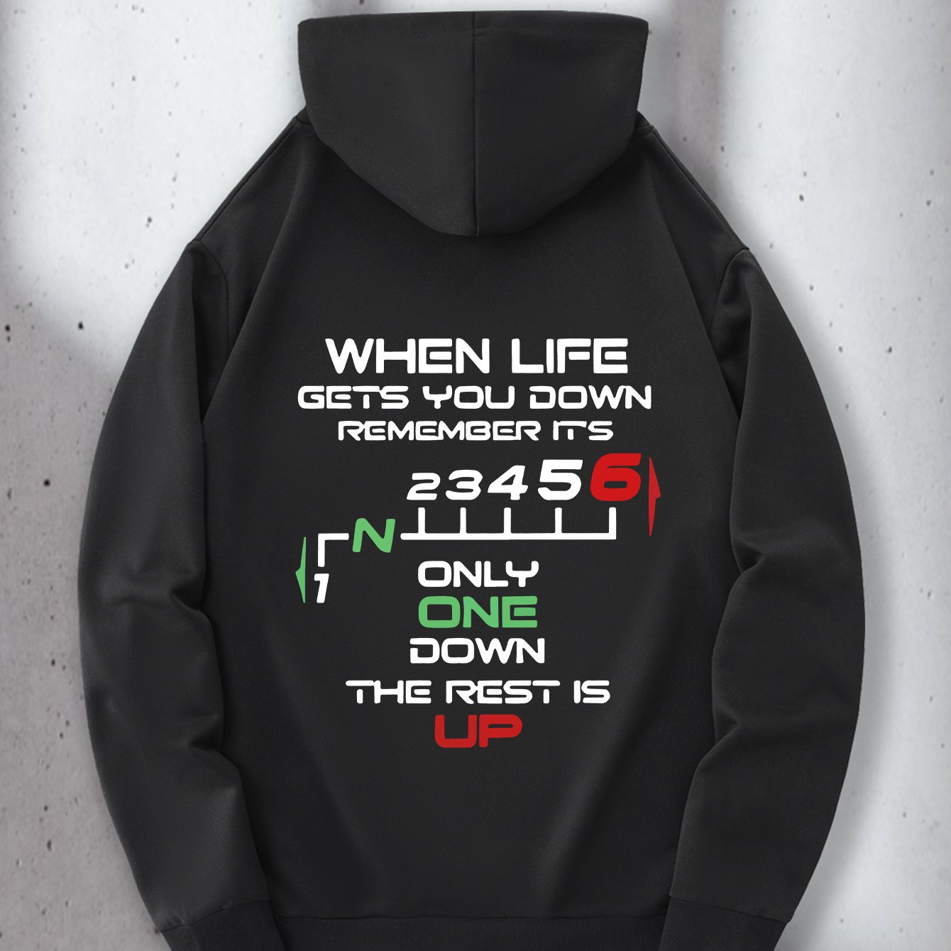 TEMU Men's Casual Hoodie- Geometric Letter Print& Kangaroo Pocket, 100% Polyester Pullover, Adjustable Drawstring Design, Comfortable For Daily Wear,