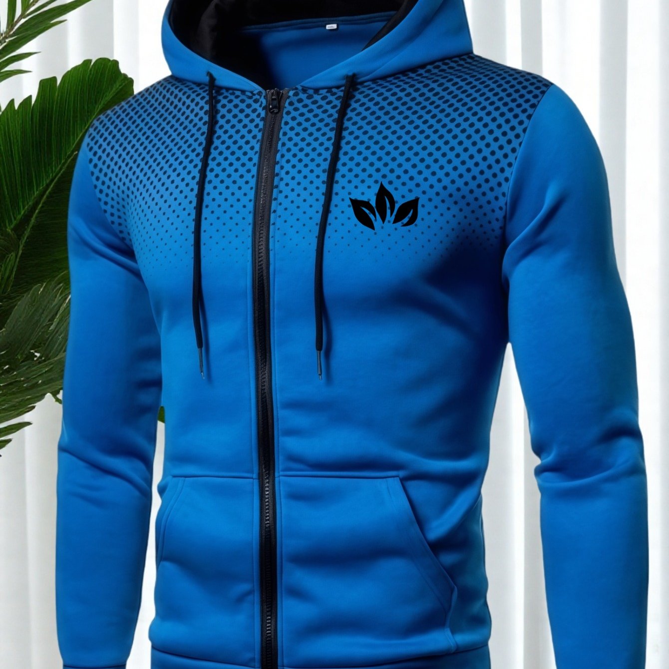 TEMU Sweat à capuche zippé à motif décontracté, tendance mode, imprimé, zippé, automne, , Harajuku, veste de sport pour homme