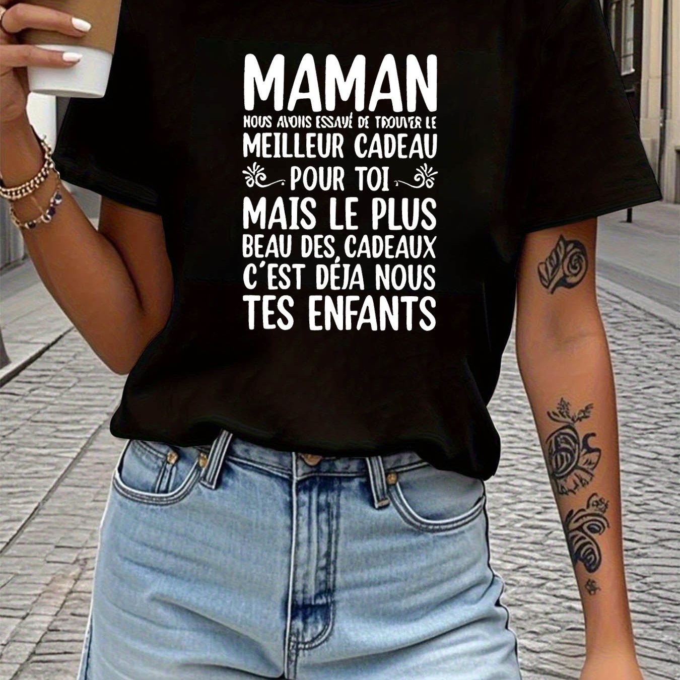 TEMU T-shirt Maman Essaye de Le à Imprimé Lettres, Haut Décontracté à Manches Courtes et Col Rond pour l'Été et , Vêtements pour Femme