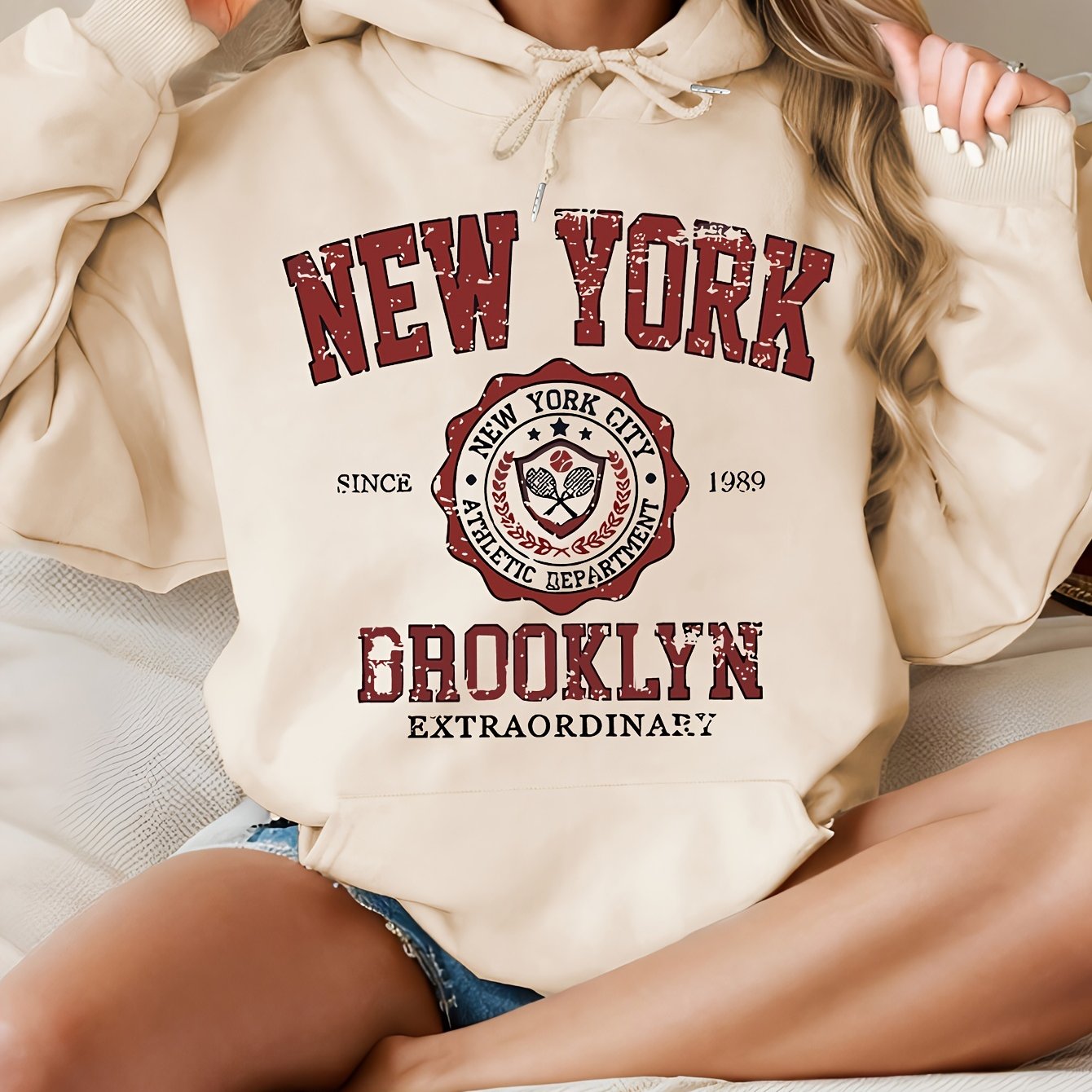 TEMU Women's Casual Stylish Hoodie With Printed Design