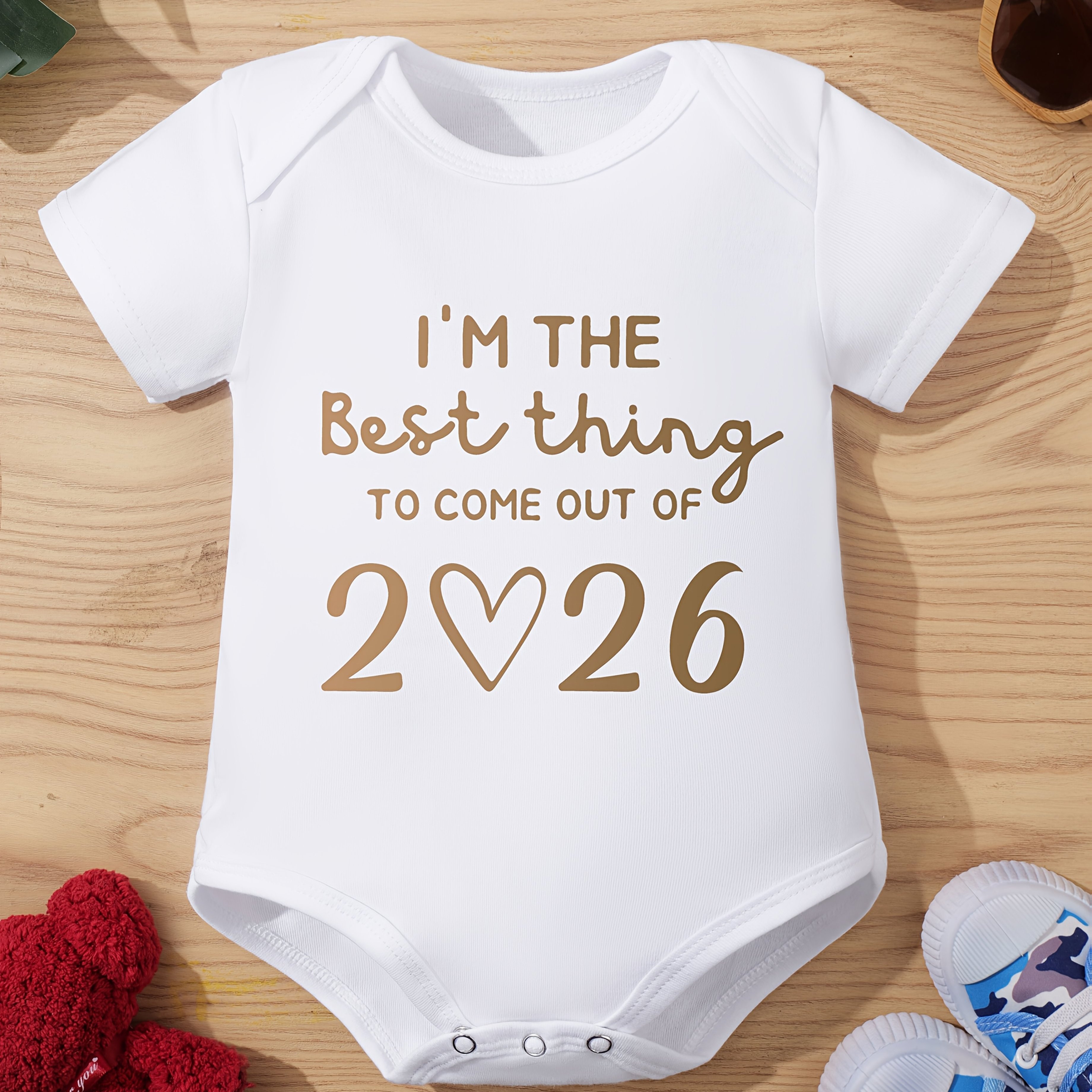 Image of 2026 Newborn Infant Triangle Romper Baby Boys Girls Letter Print Short Sleeve Bodysuit, For Outdoor