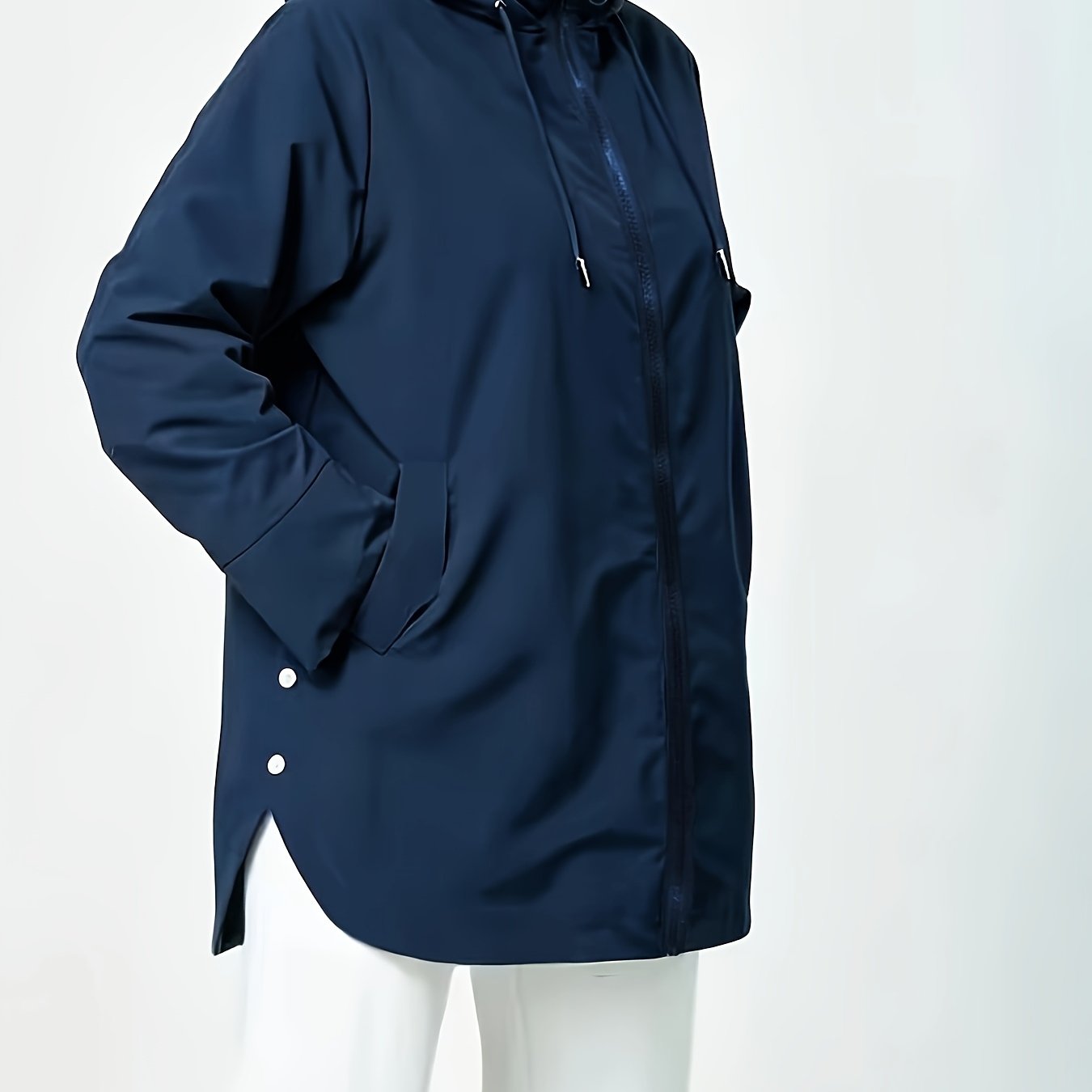 TEMU Plus Size Women's Hooded Windbreaker Jacket