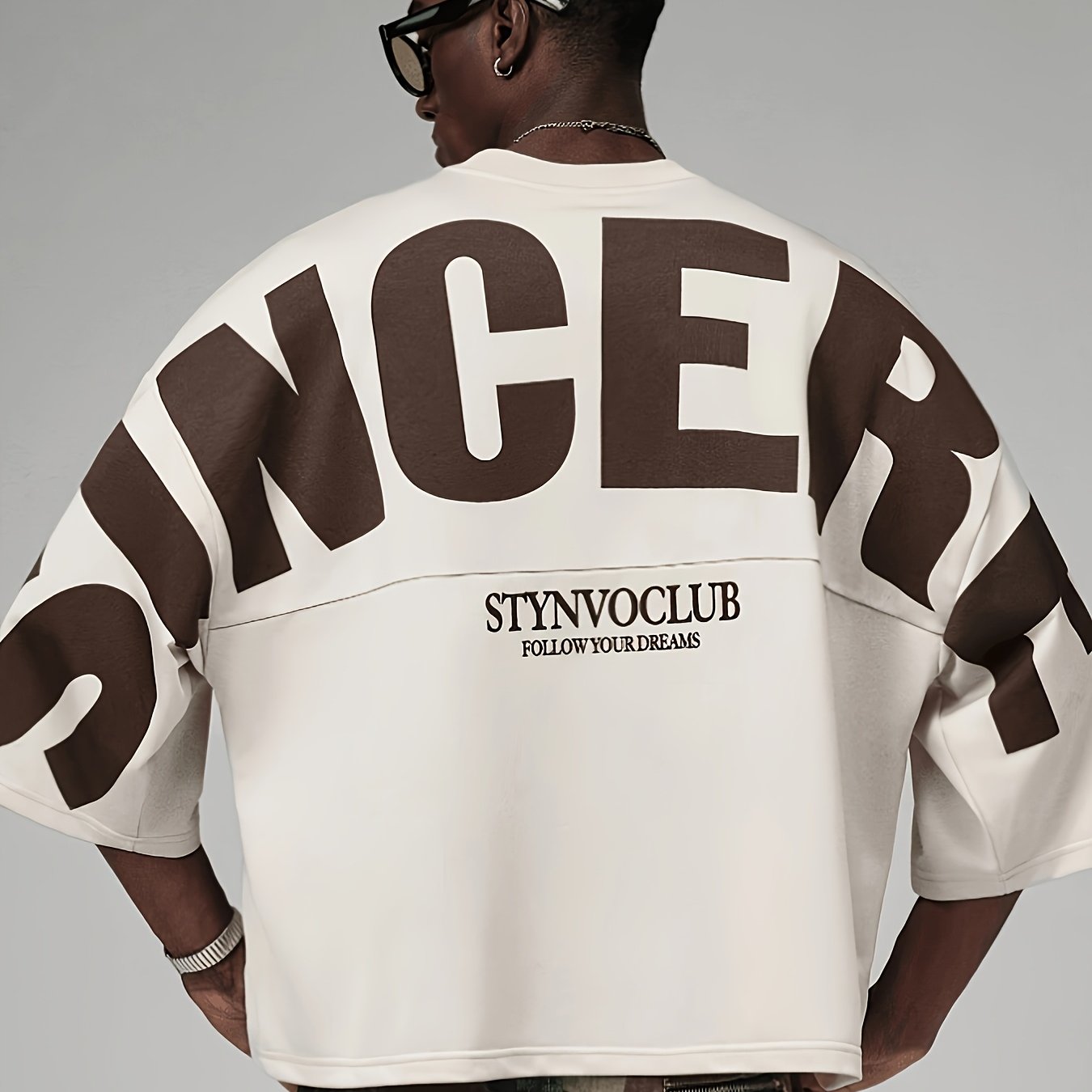 TEMU Haut décontracté pour homme, style d'extérieur, 100 % fibre de polyester, T-shirt à imprimé lettres et épaules tombantes, super , court, T-shirt