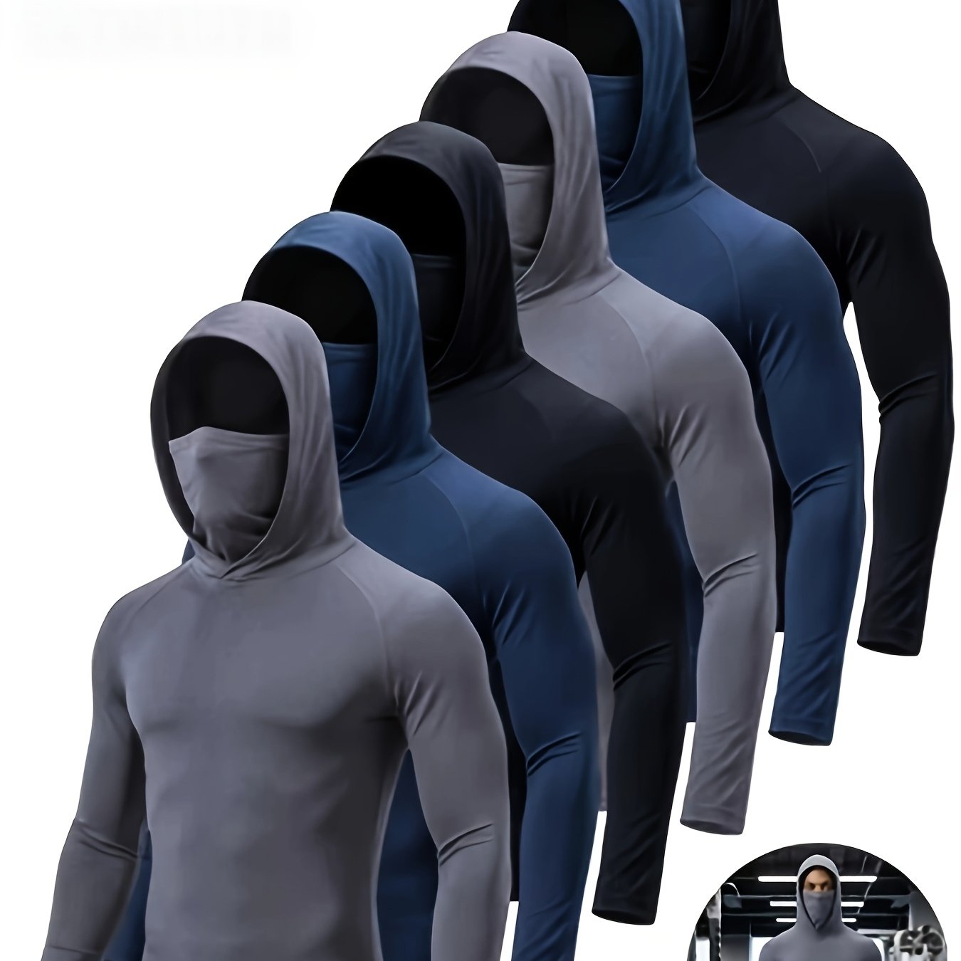 TEMU 6pcs Set Of Men's Hoodies, Featuring A Windproof Face , Slim Fit, Breathable And Quick-drying, Essential For Outdoor Travel, Fishing, Hunting,