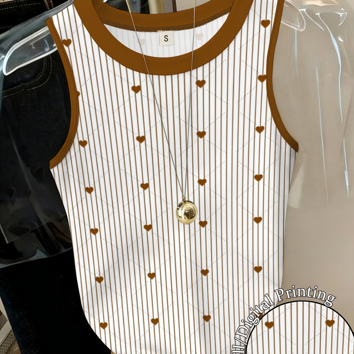 TEMU Women' Striped Sleeveless Blouse Top - Stretchy Vest Shirt, Western Style All-match Outerwear & Layering Piece, Machine Washable Non- Suitable