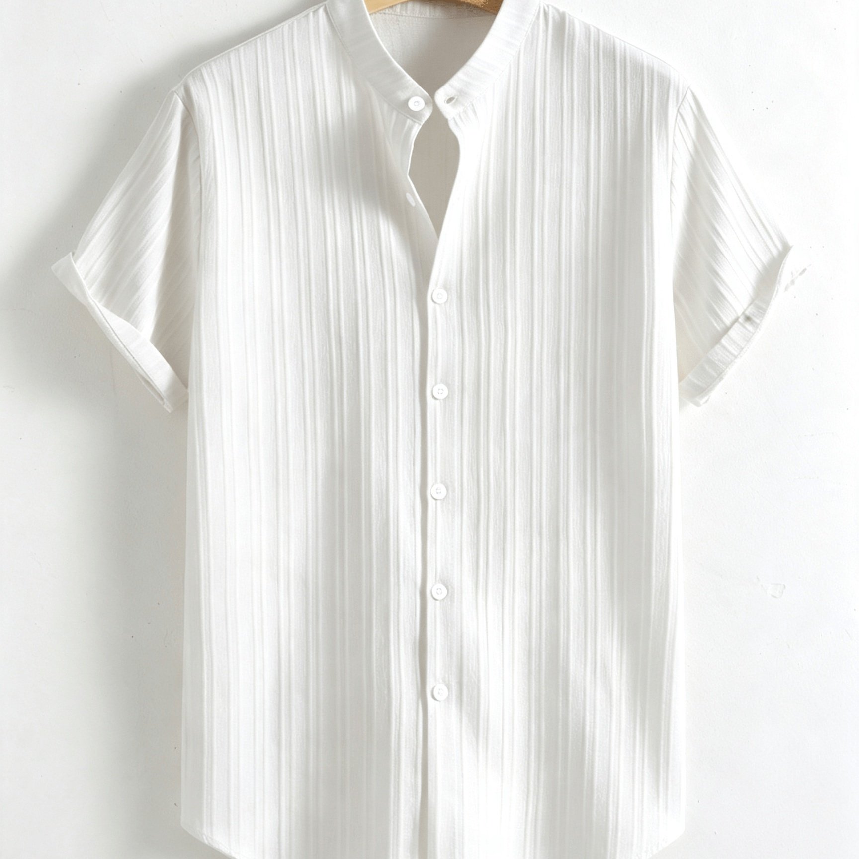 TEMU Summer 's Short Sleeve Shirt Comfortable Casual All-match Textured Small Lapel Shirt