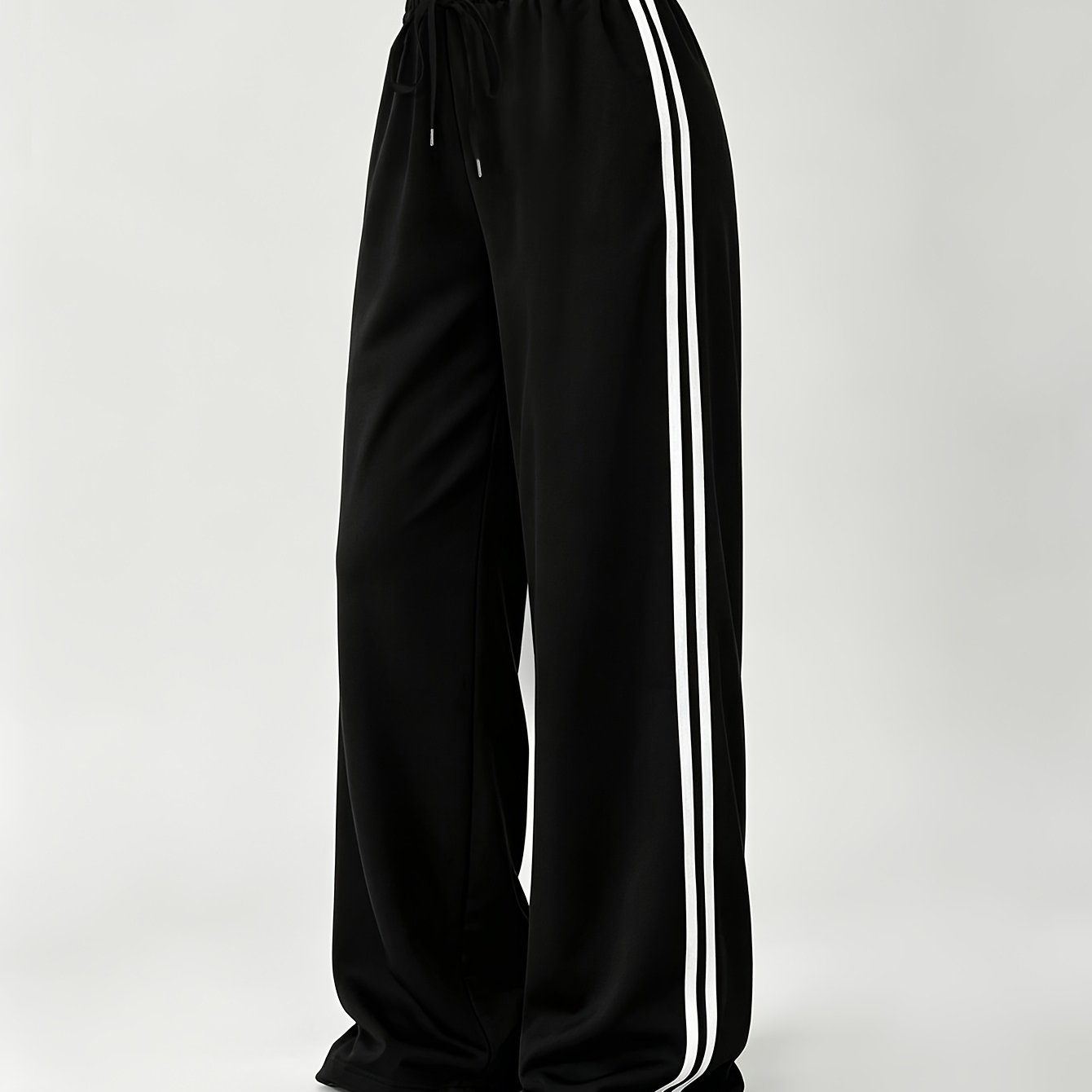 Image of Side Stripe Casual Fashion Athletic Pants Outdoor Drawstring Straight Leg Athletic Trousers