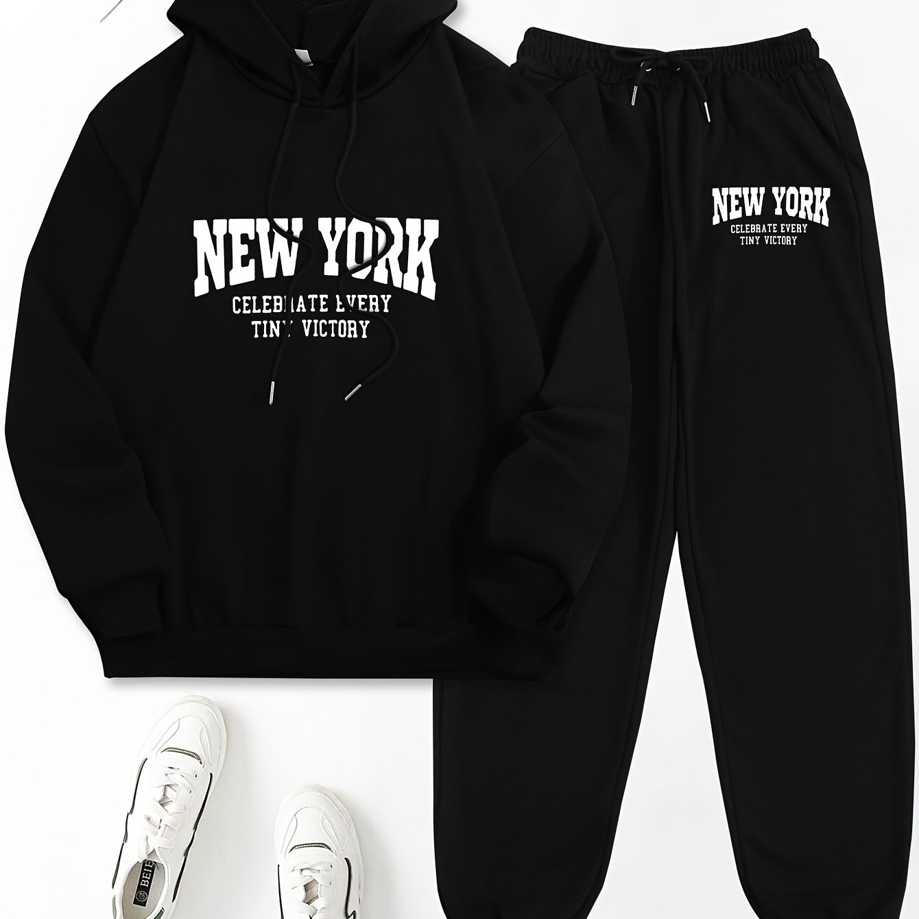 TEMU Letter Print Two-piece Set, Hoodie And Pants, Women's Clothing