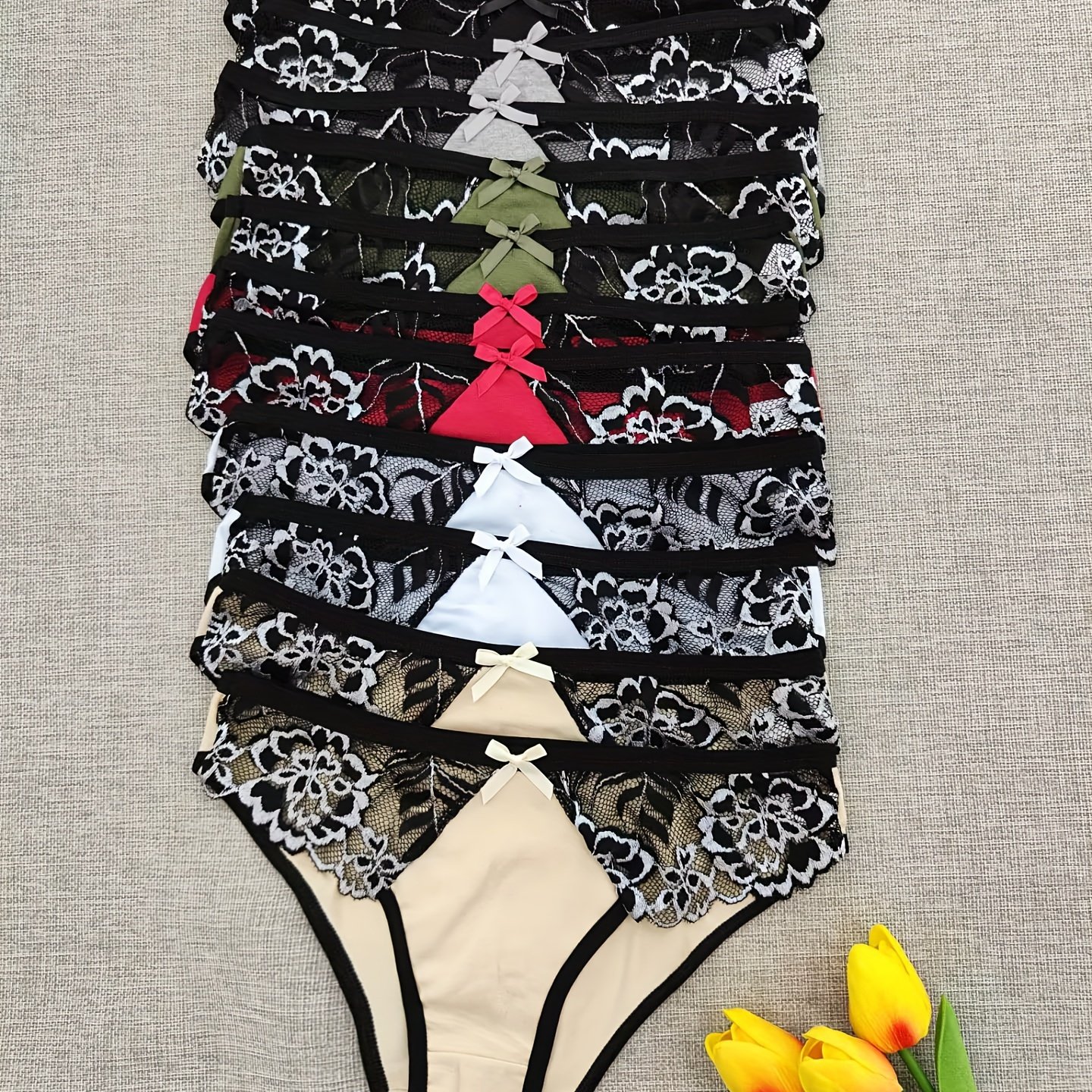 12-pack Women's Color-block Lace Low-rise Panties