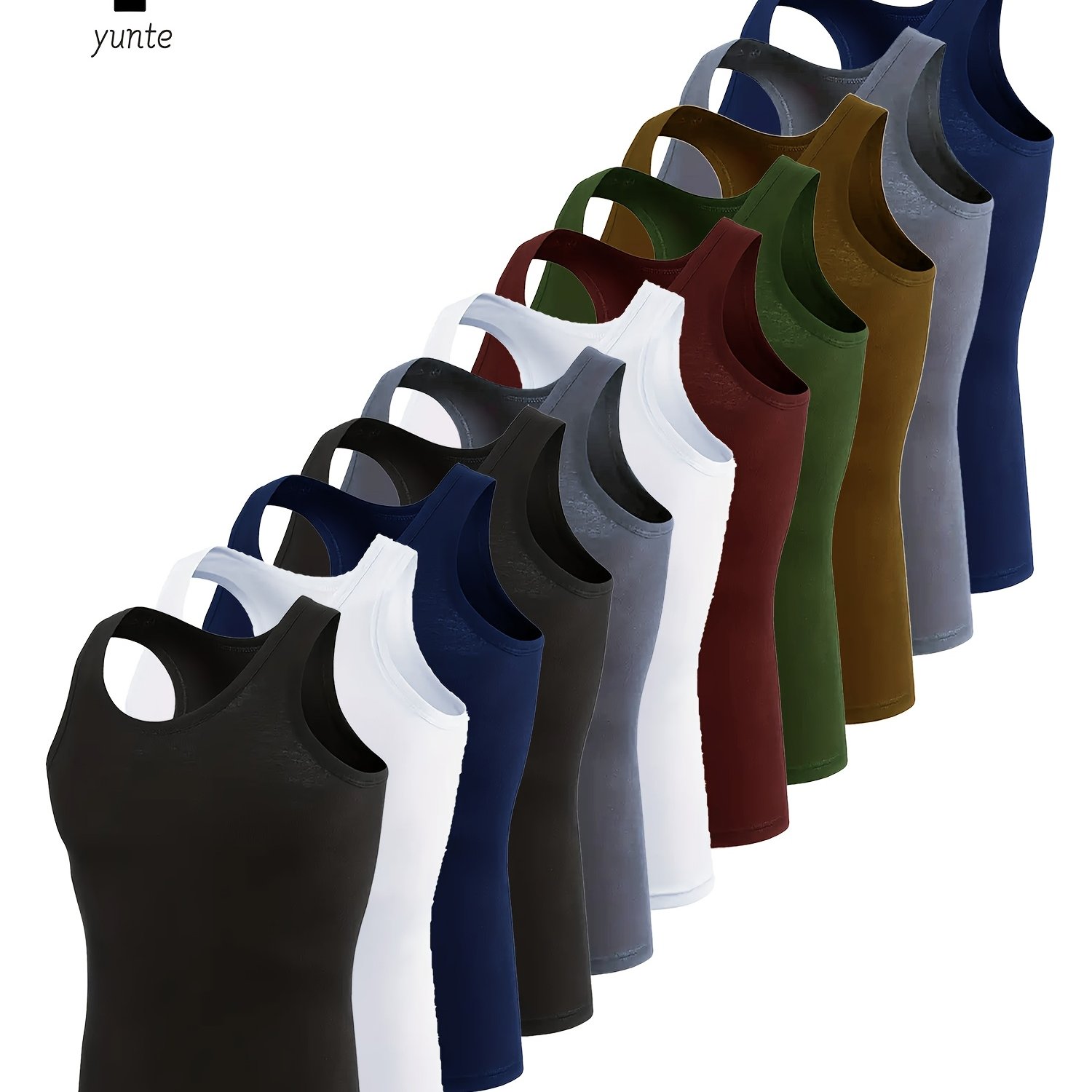 Image of 11pcs Men's Quick-dry Breathable Workout Tank Tops - Moisture-wicking 100% Polyester Athletic Shirts, Slim Fit Sleeveless Tops For Gym, Running & Summer Casual Wear (11 Solid Colors), Gym Clothes