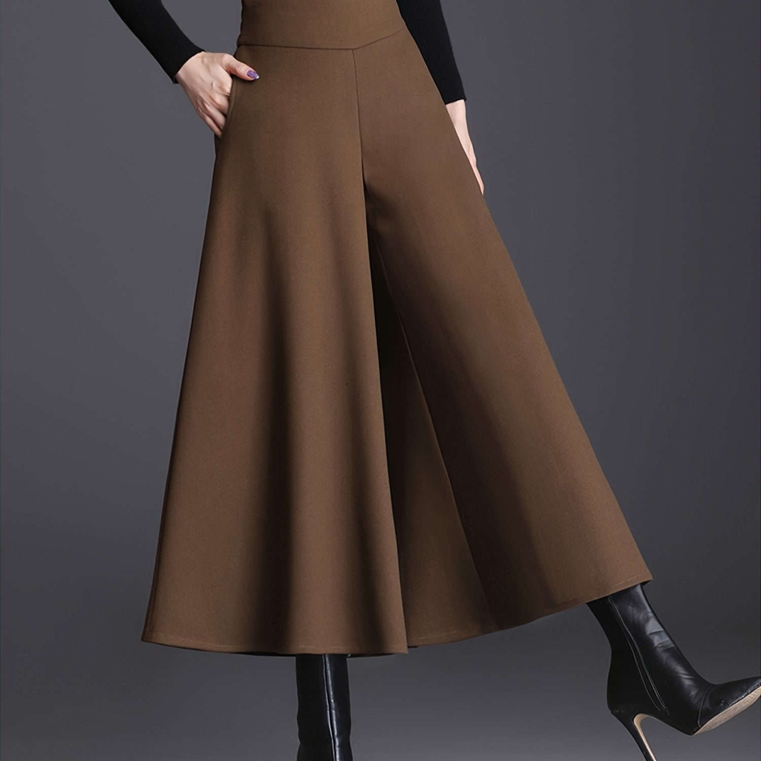 E-shop Herbst- und Winter-Warme Weite Hosen, das Stoff ist weich, warm und bequem. Die Länge der 7/8-Hosen sich gut zu Schuhen an und ist auch für