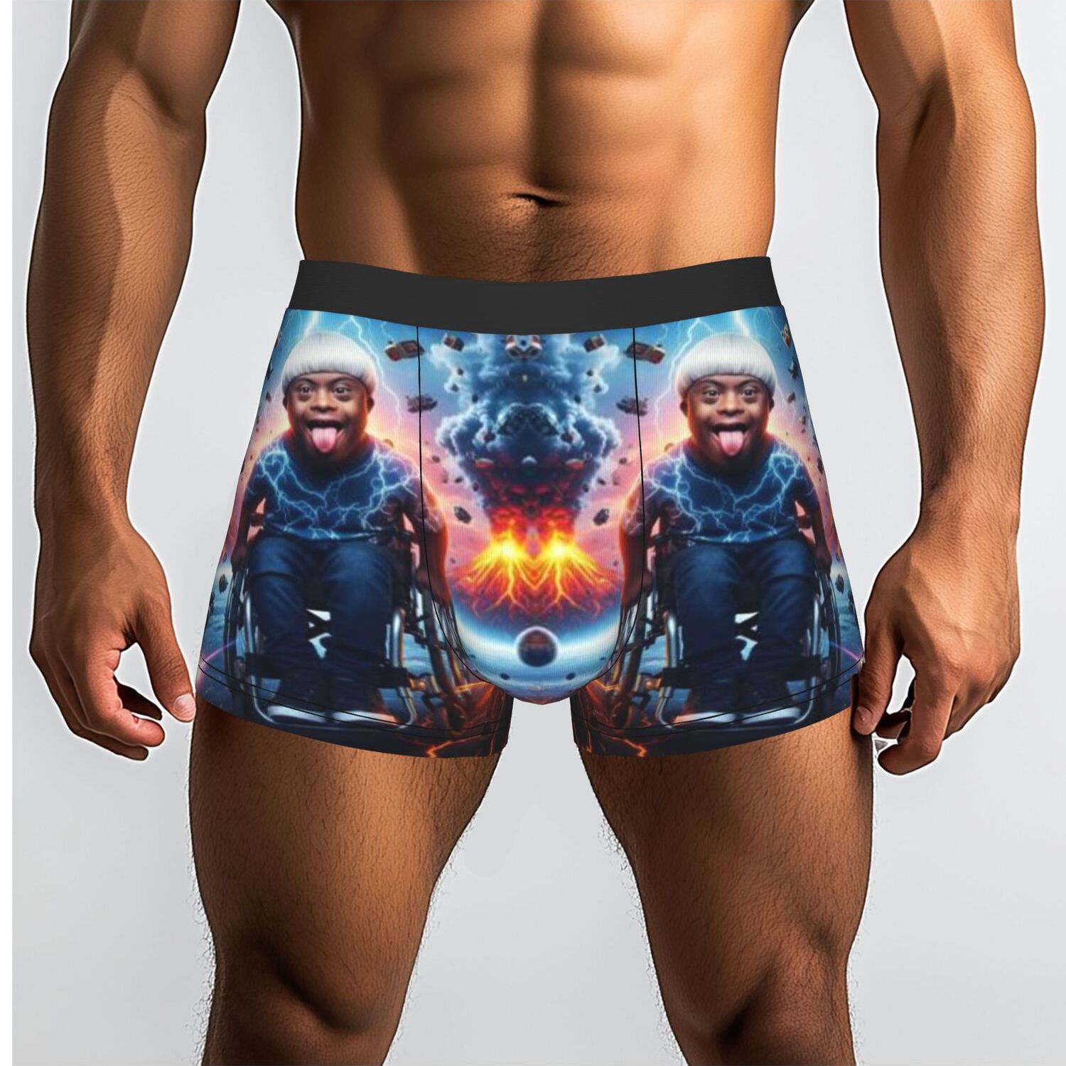 TEMU 1pc Meme Wheel Chair Lightning Power Meme Underpants Men's Panties Male Underwear Comfortable Shorts Boxer Briefs