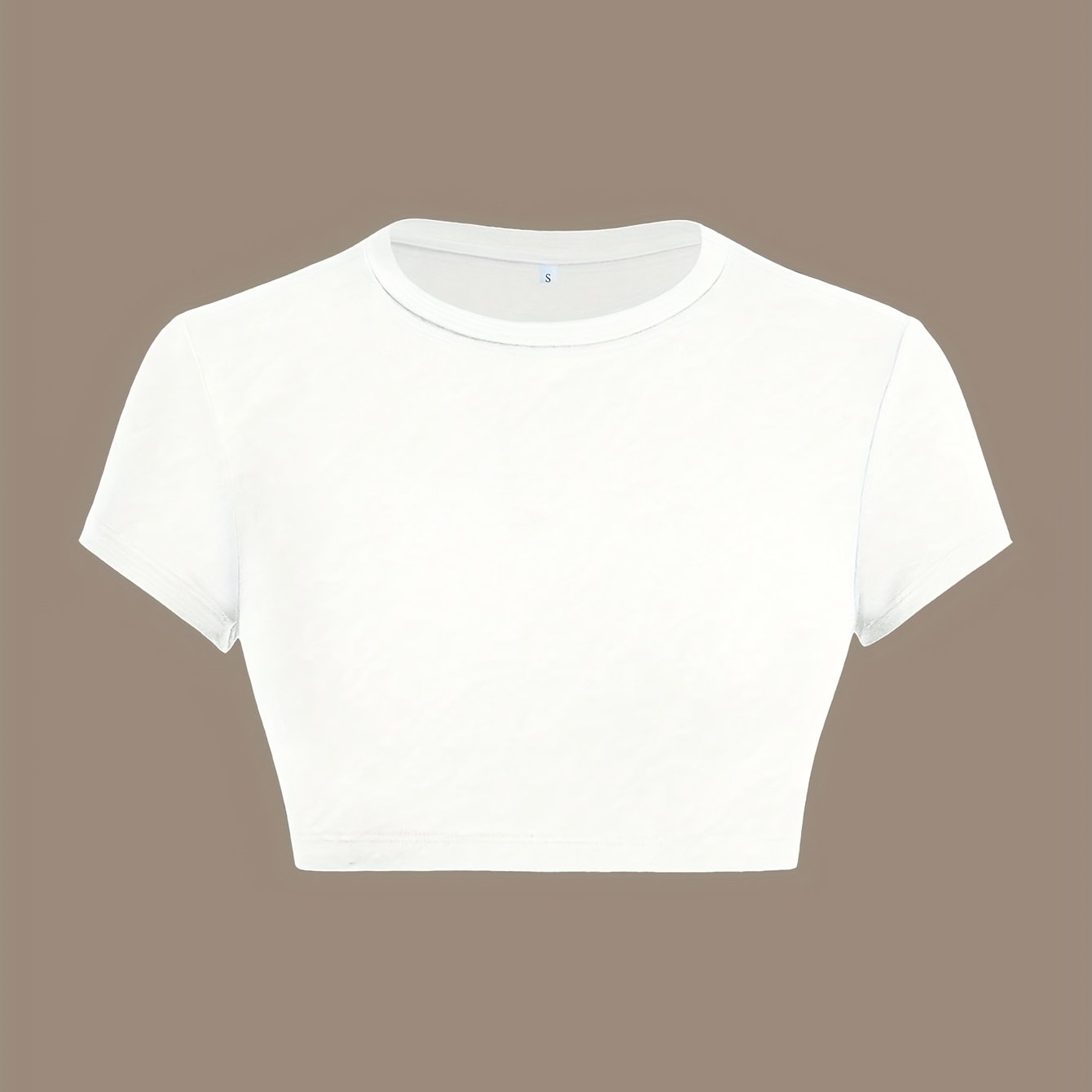 TEMU New Navel-baring Short T-shirt Spring, Autumn And Summer Casual Slim Women's T-shirt Easy Solid Color Round Neck Short-sleeved Top