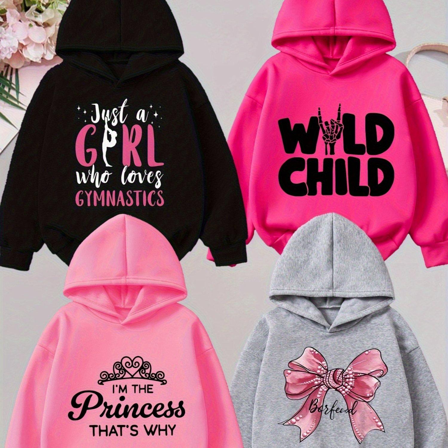 TEMU Send 1pc Girls' Hooded Sweatshirt - Autumn And Winter Fashionable Print Long-sleeved, Letter Print And Gymnathy-themed Slogan