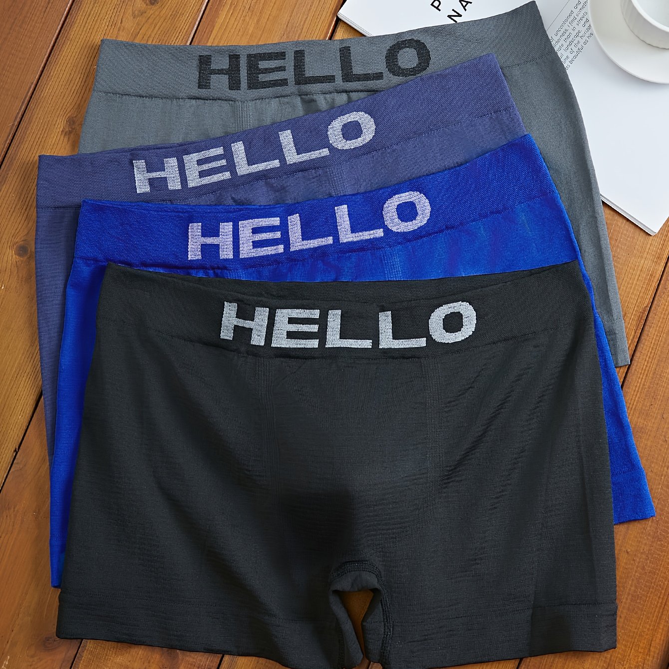 TEMU Random 1/5pcs Men&;s Casual Breathable Comfortable Quick-drying Stretch Boxer Briefs, Solid Color Casual Boxer Briefs, Seamless Men&;s Underwear