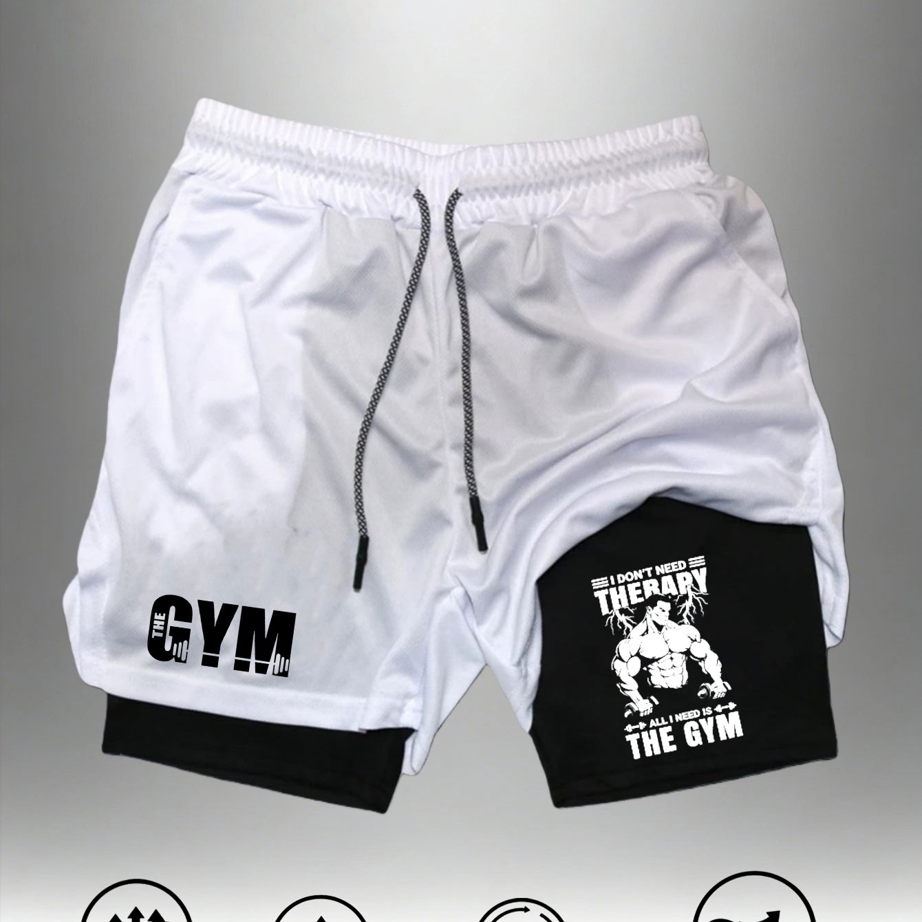TEMU Men's Summer Athletic Quick-dry Double-layer Shorts! Lightweight Breathable Non-stuffy, Stretch Loose Fit, Trendy Gym And Fitness Print