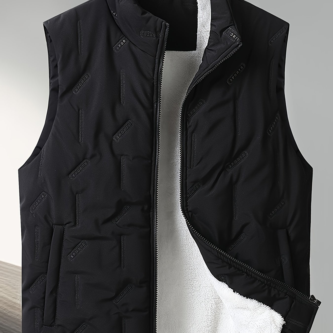 TEMU Plus Size Men's Vest, -lined And Thickened Plus Size Vest Jacket, Suitable For Outdoor Leisure And Sports, Warm Sporty Style Vest Jacket, Plus
