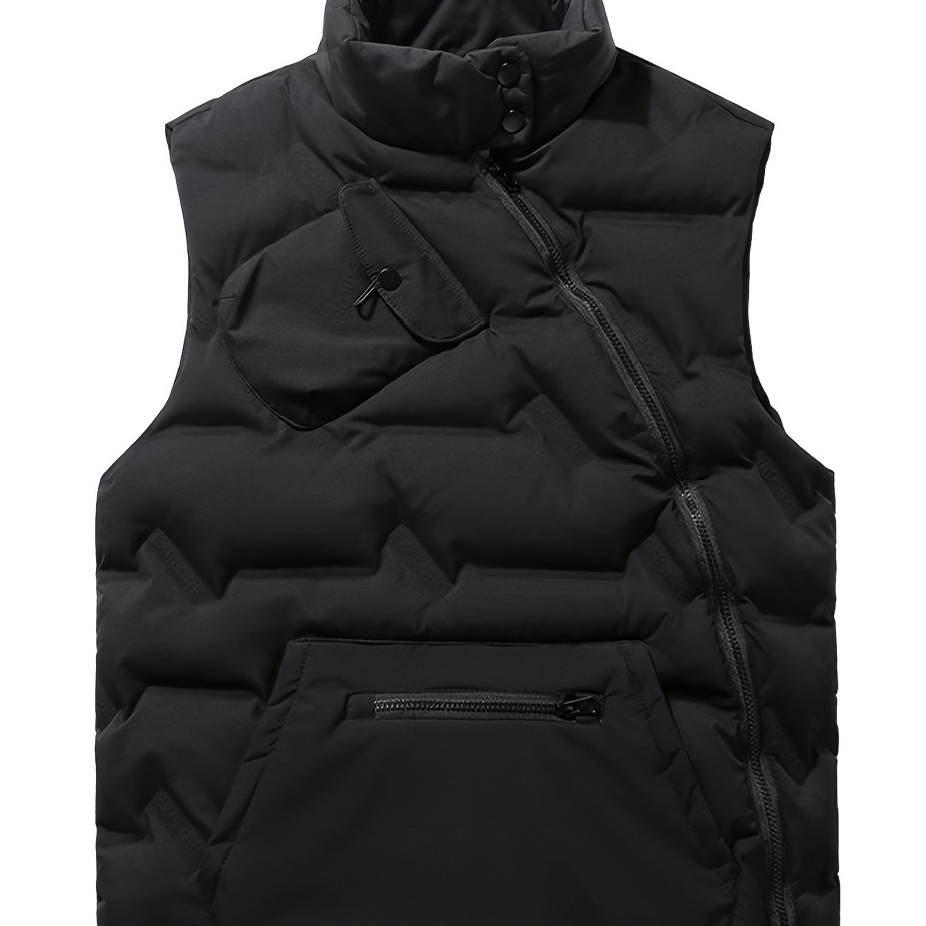 TEMU Gilet isolant 1 pièce pour homme, style américain, à fermeture éclair et multi-poches renforcées, pour extérieurs en automne/hiver, à col ,