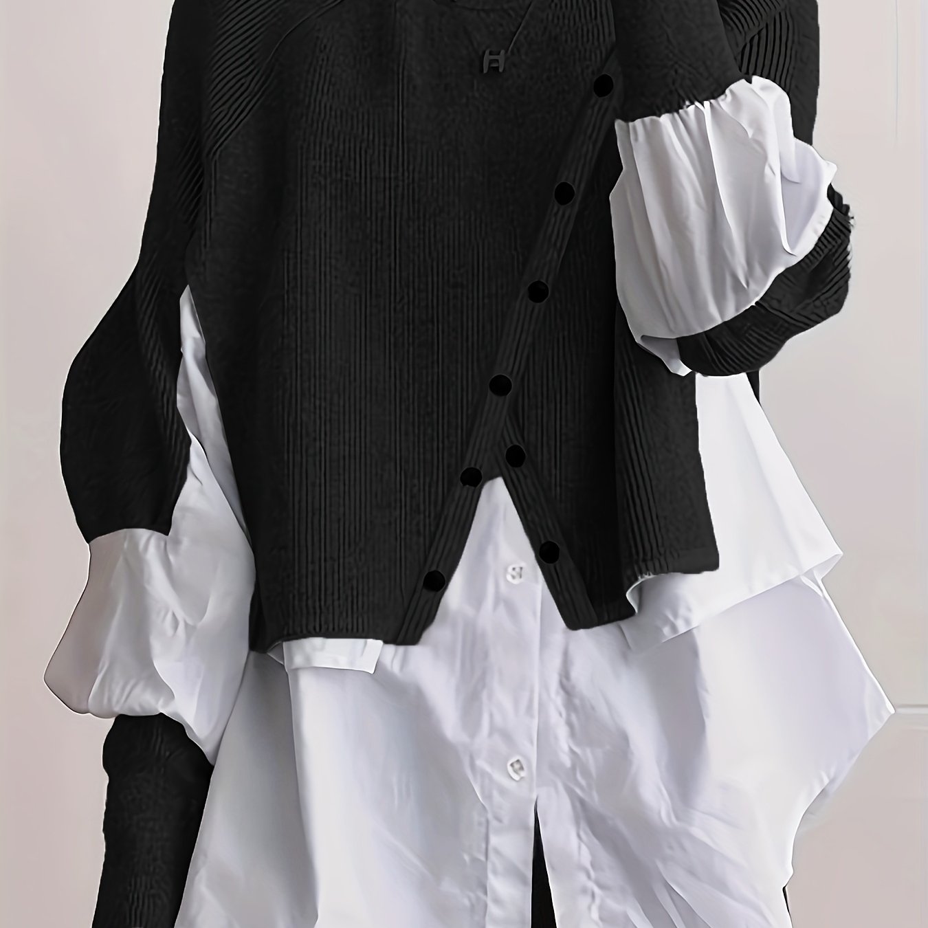 European And American Cross-border Independent Station Neck Long Sleeve White Shirt