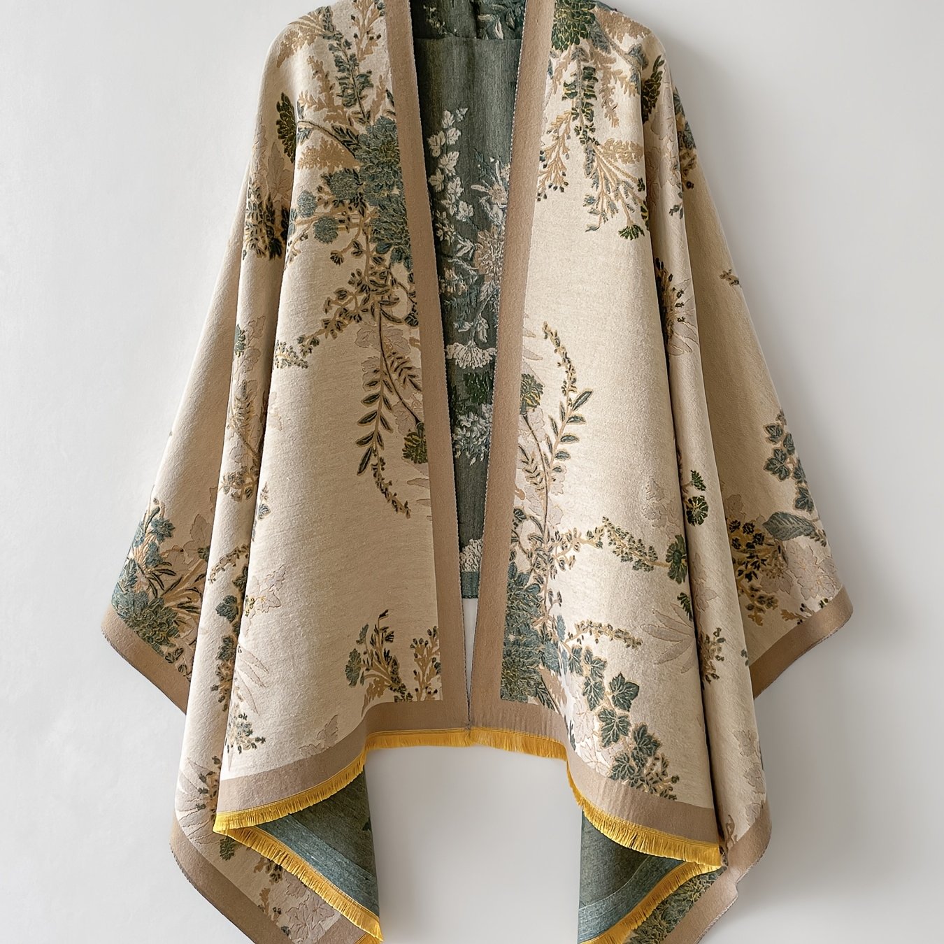 Image of Plus Size - Pink Retro Floral Double-faced Cape, Valentine's Day Romantic Elegant Gift, Western Date And Party Fashion Outerwear