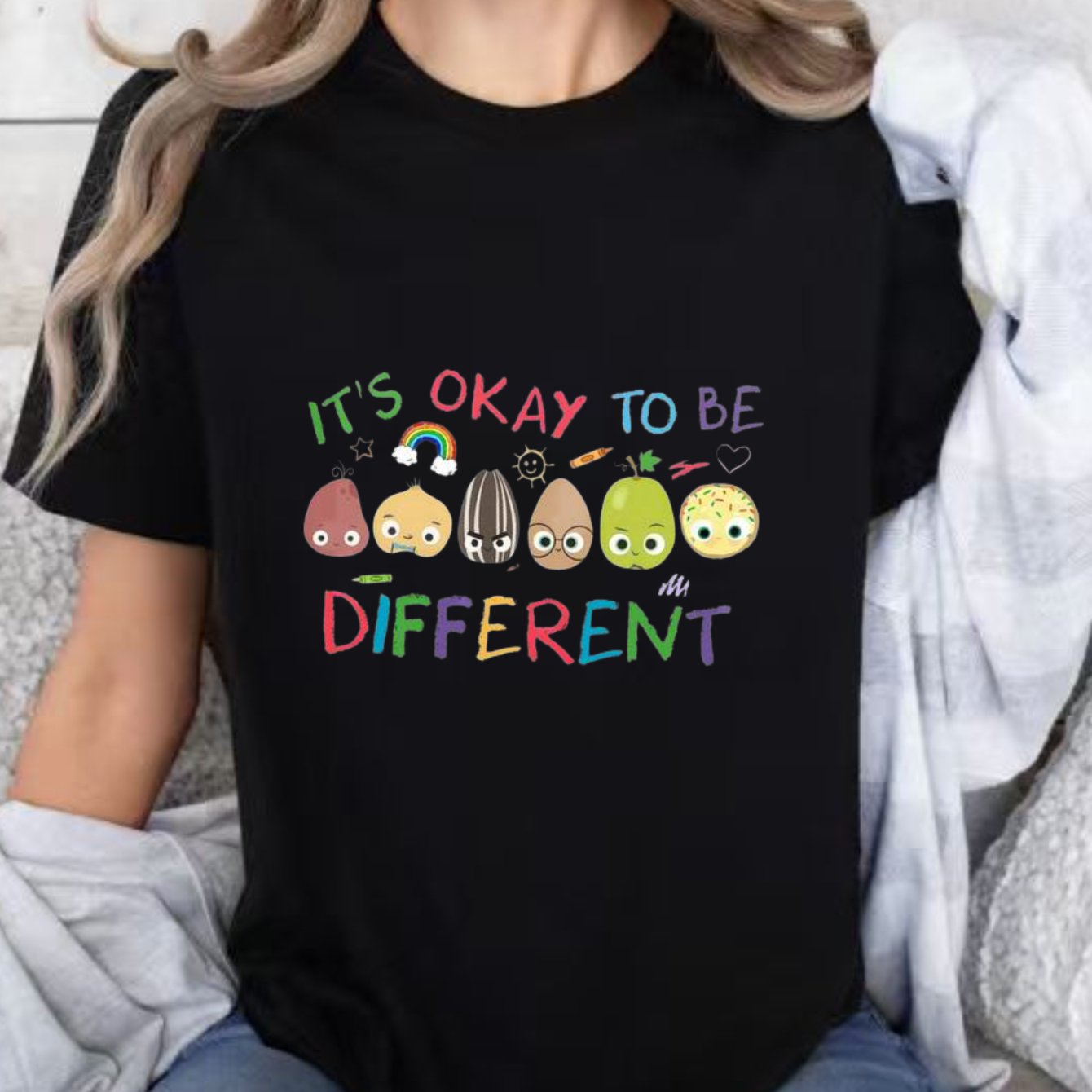 TEMU Its Okay To Women's Short Sleeved Top Fashion And Versatile Black T Shirt Casual And