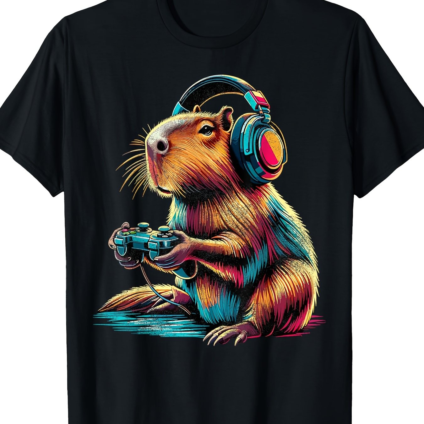 TEMU Capybara Funny Video Games Capybara T-shirt- 200g, 100% Cotton T-shirt Gift