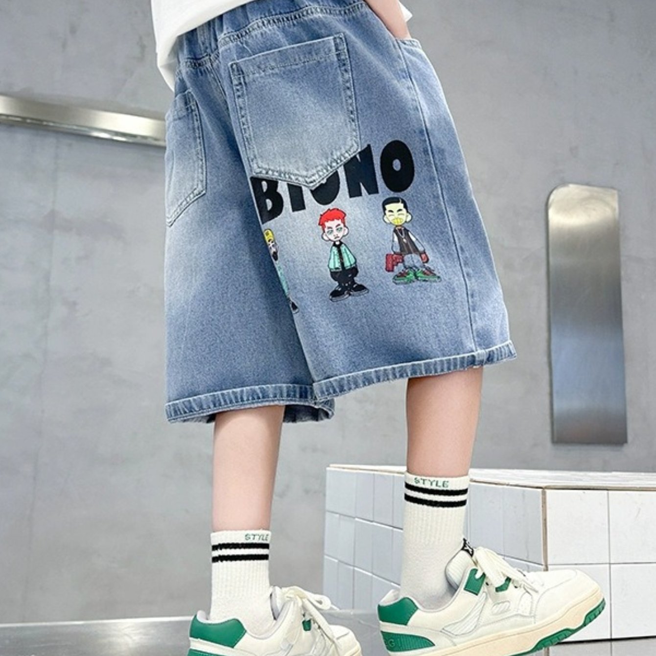 Image of Boys Summer Thin Denim Shorts Kids Casual Capri Pants Teen Outfits Loose Fit