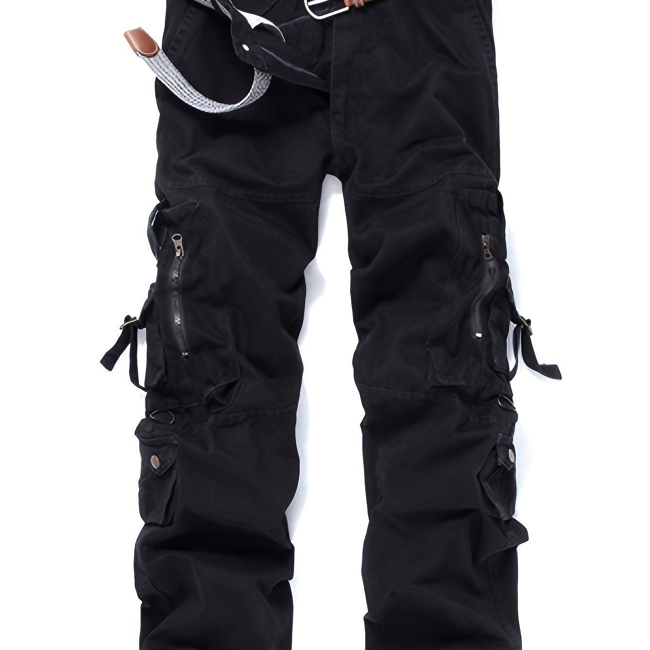 TEMU 100% Cotton Men's Casual Cargo Pants, Breathable Comfy Outdoor Trouser With Multi Pockets For Outdoor Hiking Trekking Traveling Camping