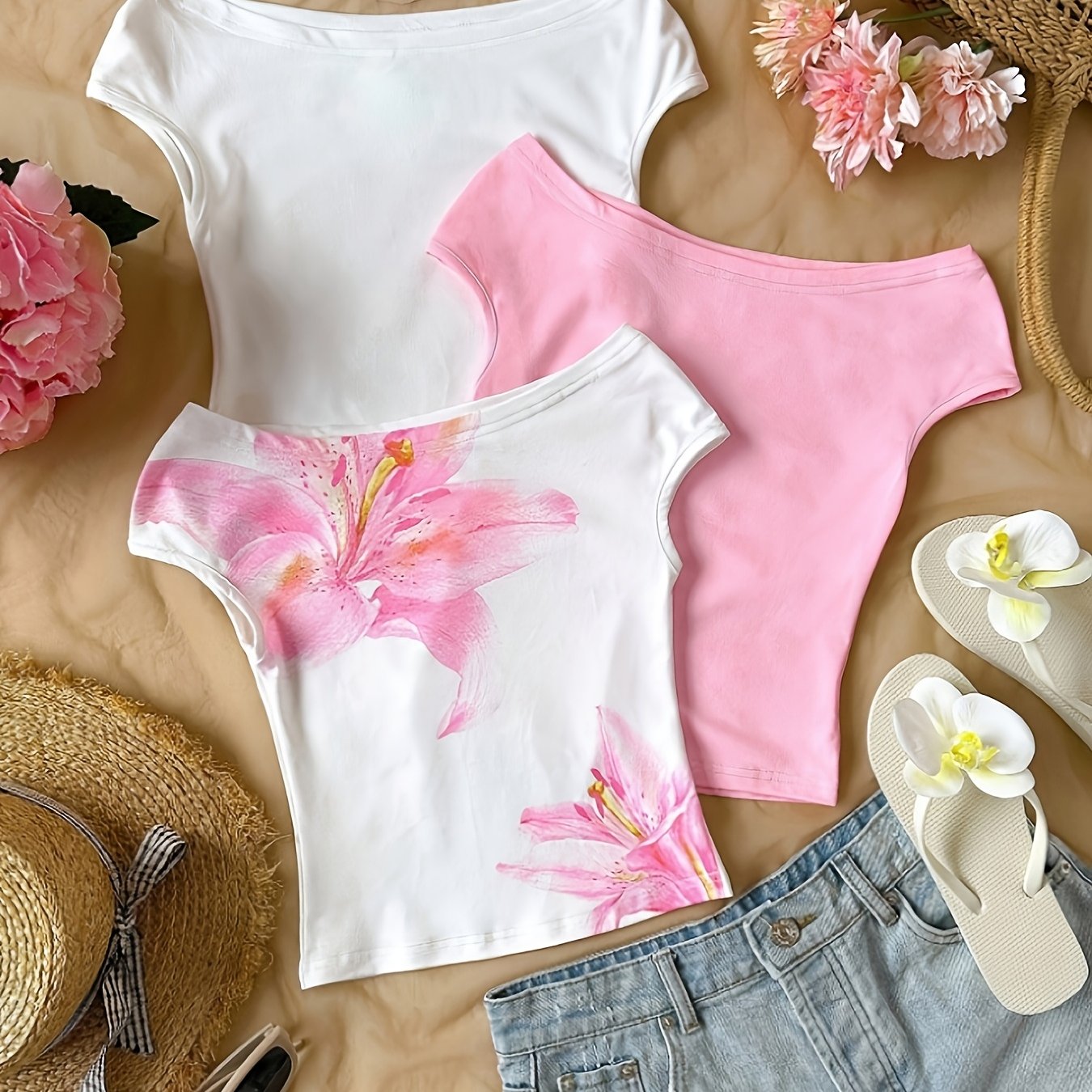 3pcs Set Of Sleeveless Casual And Fashionable T-shirts For Girls In Summer, Stylish Summer Clothes For Young Girls