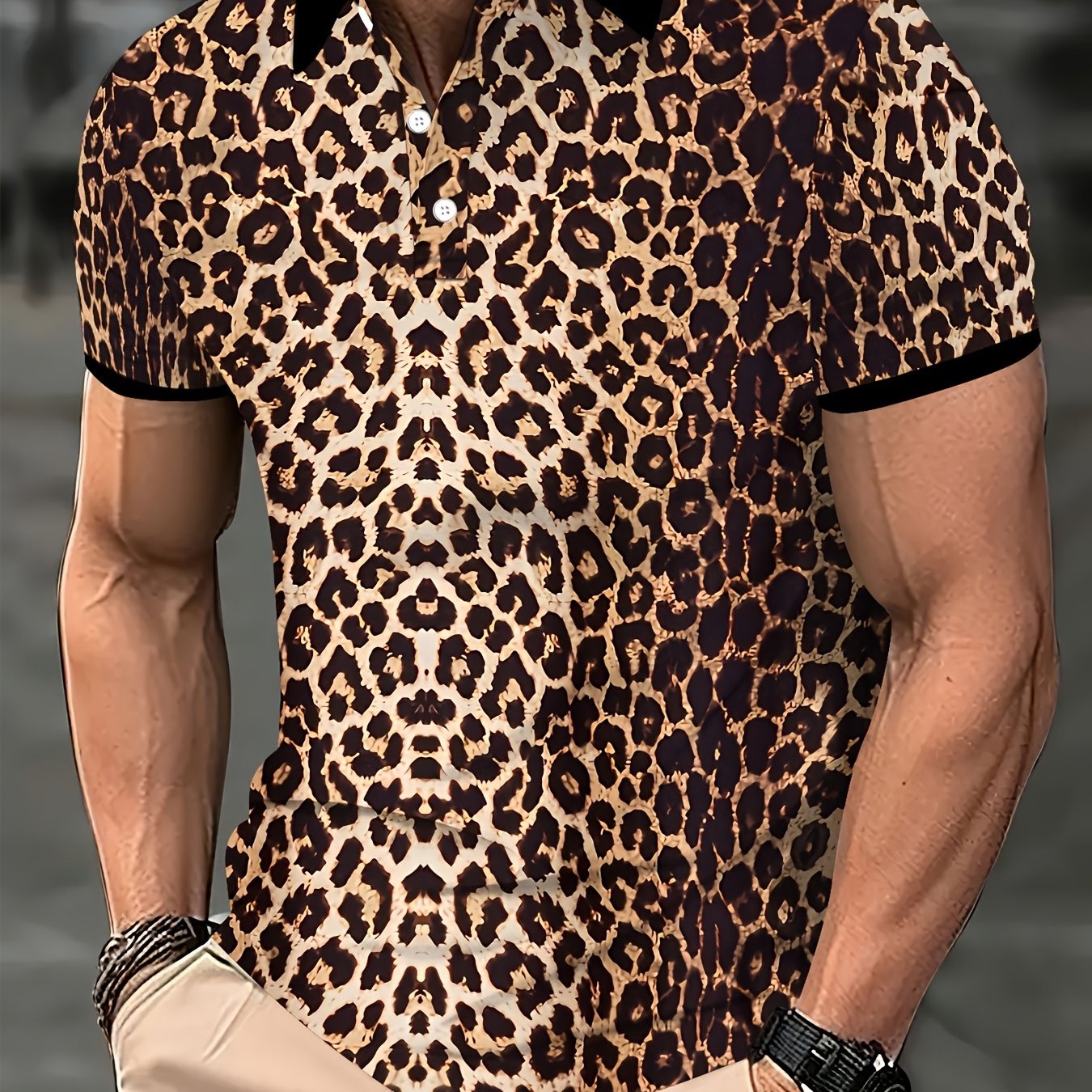 TEMU [printed Design – Not Textured] Men's Print Shirt, Summer Animal Print Short Sleeve, Breathable Lapel Collar Versatile Trendy Men's Apparel,