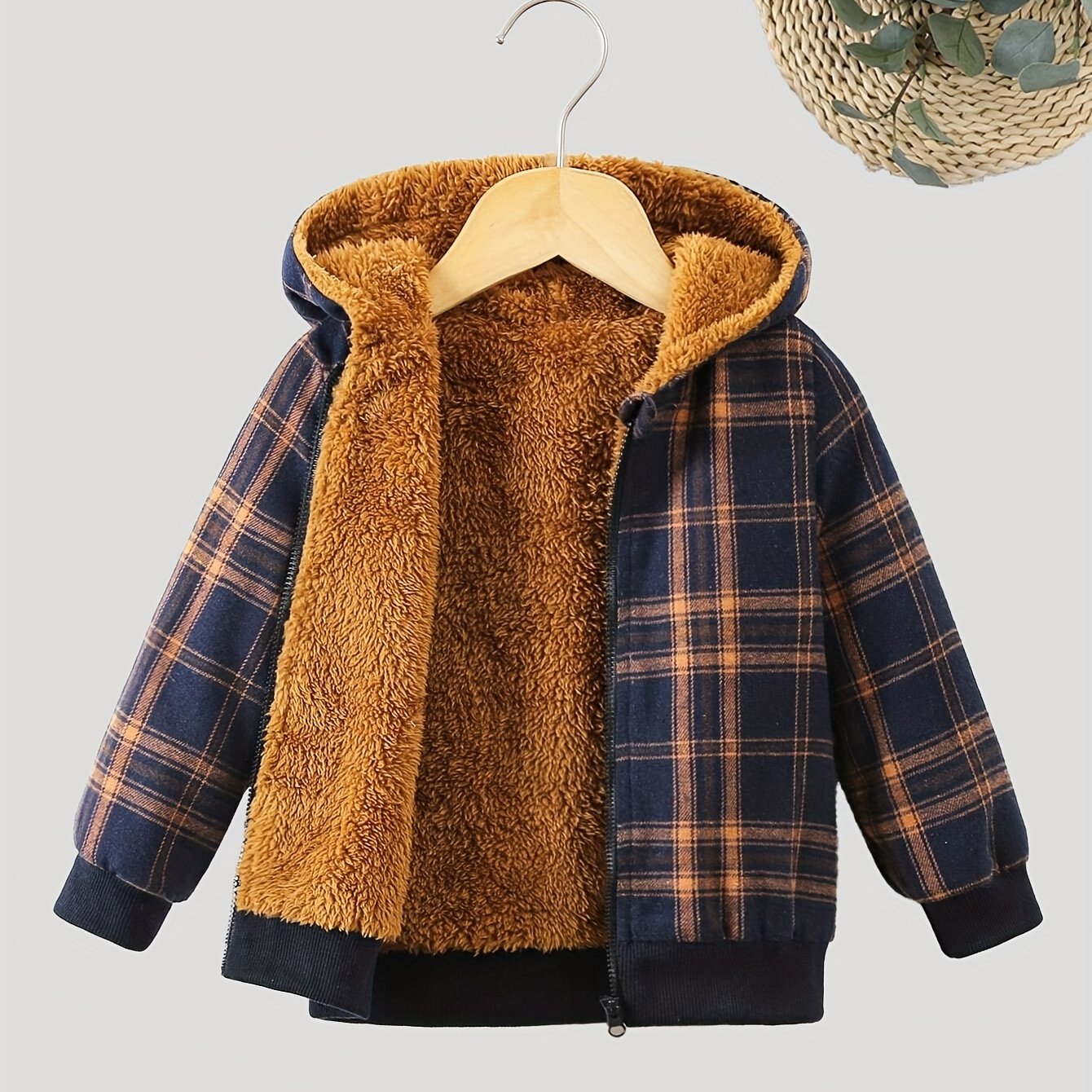 Boys' Print Fleece-lined Thickened Hooded Jacket, Boys Outfit