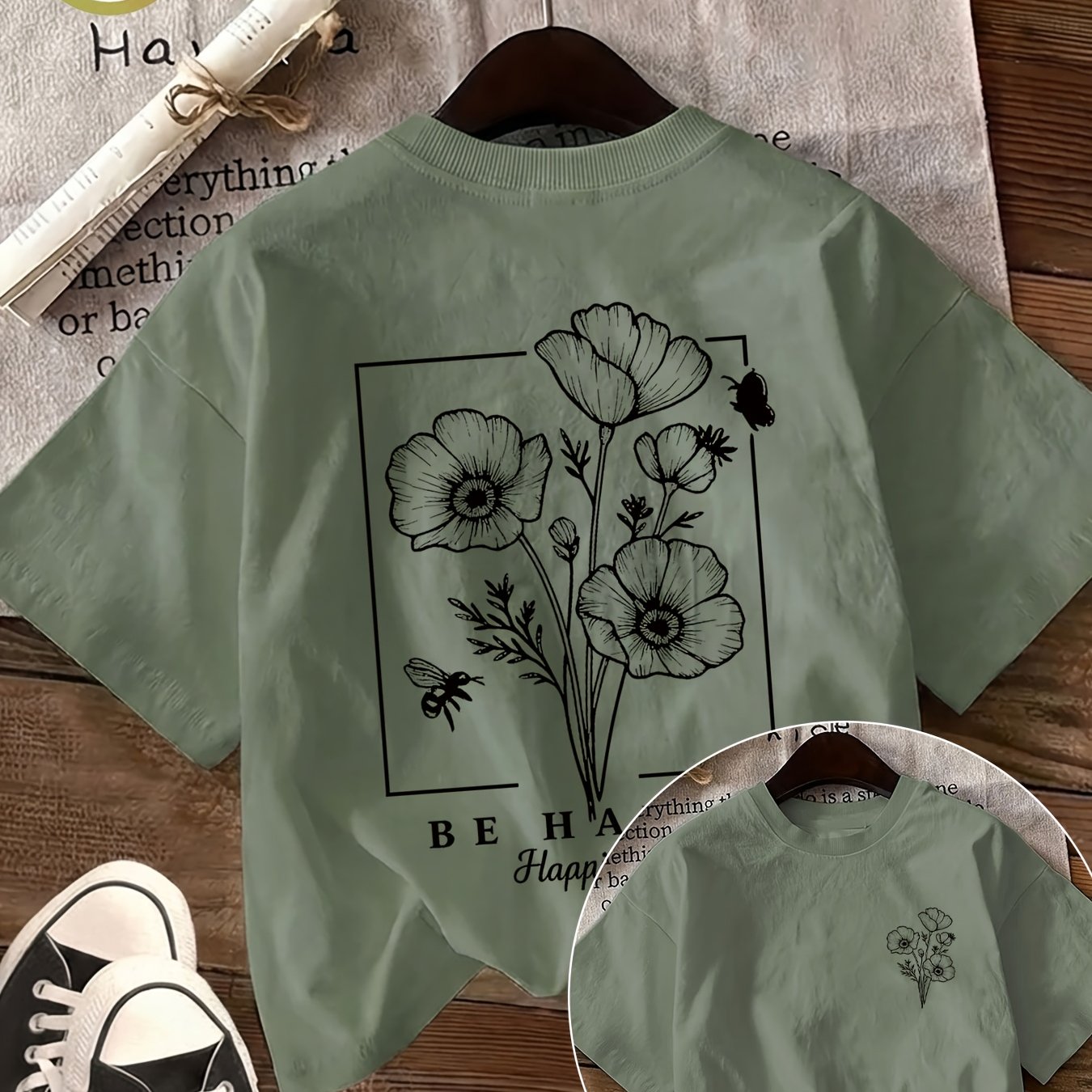 Graphic Print T-shirt, Short Sleeve Crew Neck Casual Top For Summer And Spring, Women's Clothing