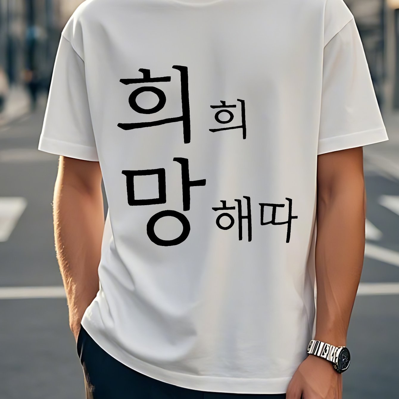 TEMU 펀 코리안 호프 남성용 반팔 티셔츠 여름 티셔츠 상의