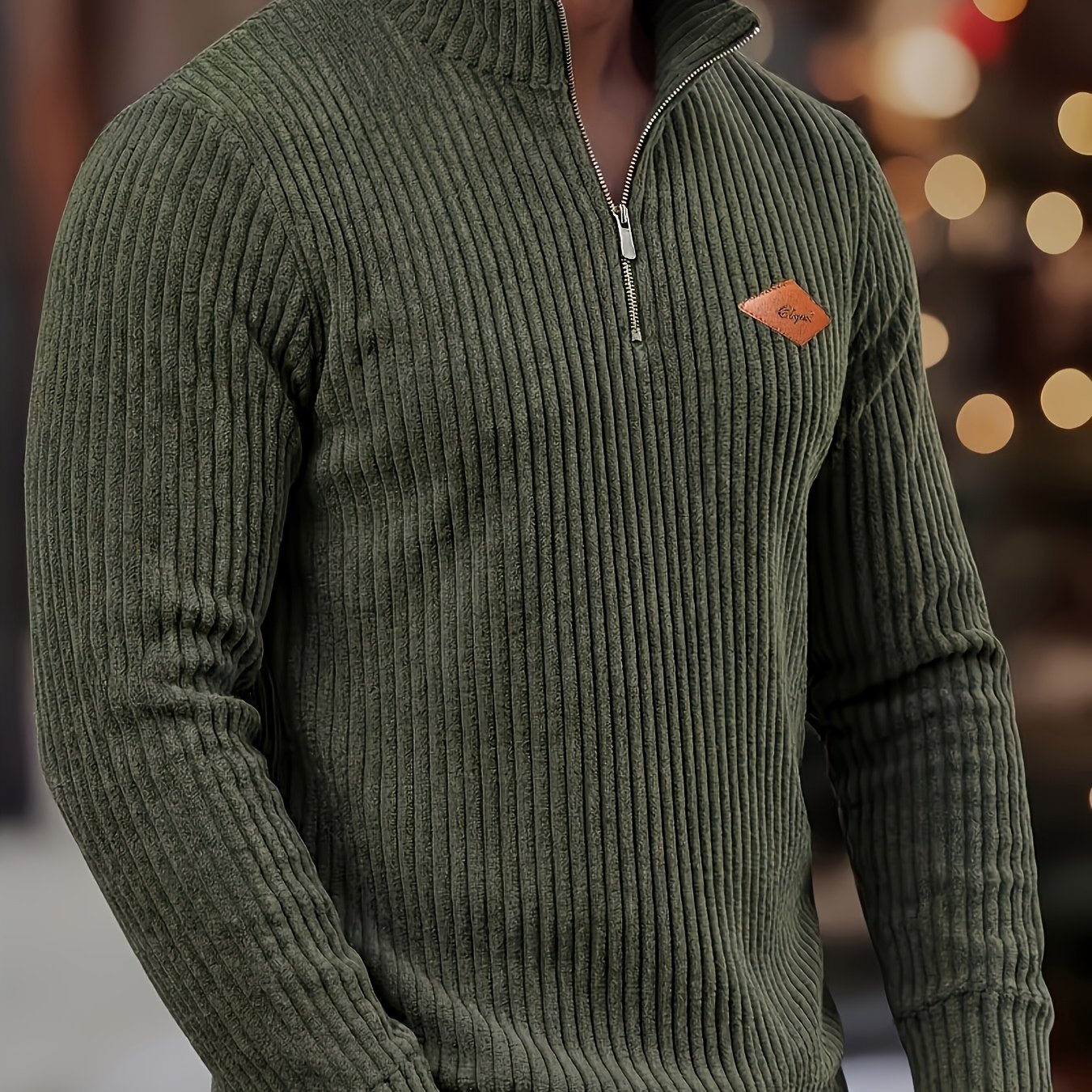 TEMU Men's Fashion Top, Autumn/winter Outdoor Casual Solid Color Round Neck Zip-up Long Sleeve Jacket Henley Shirt