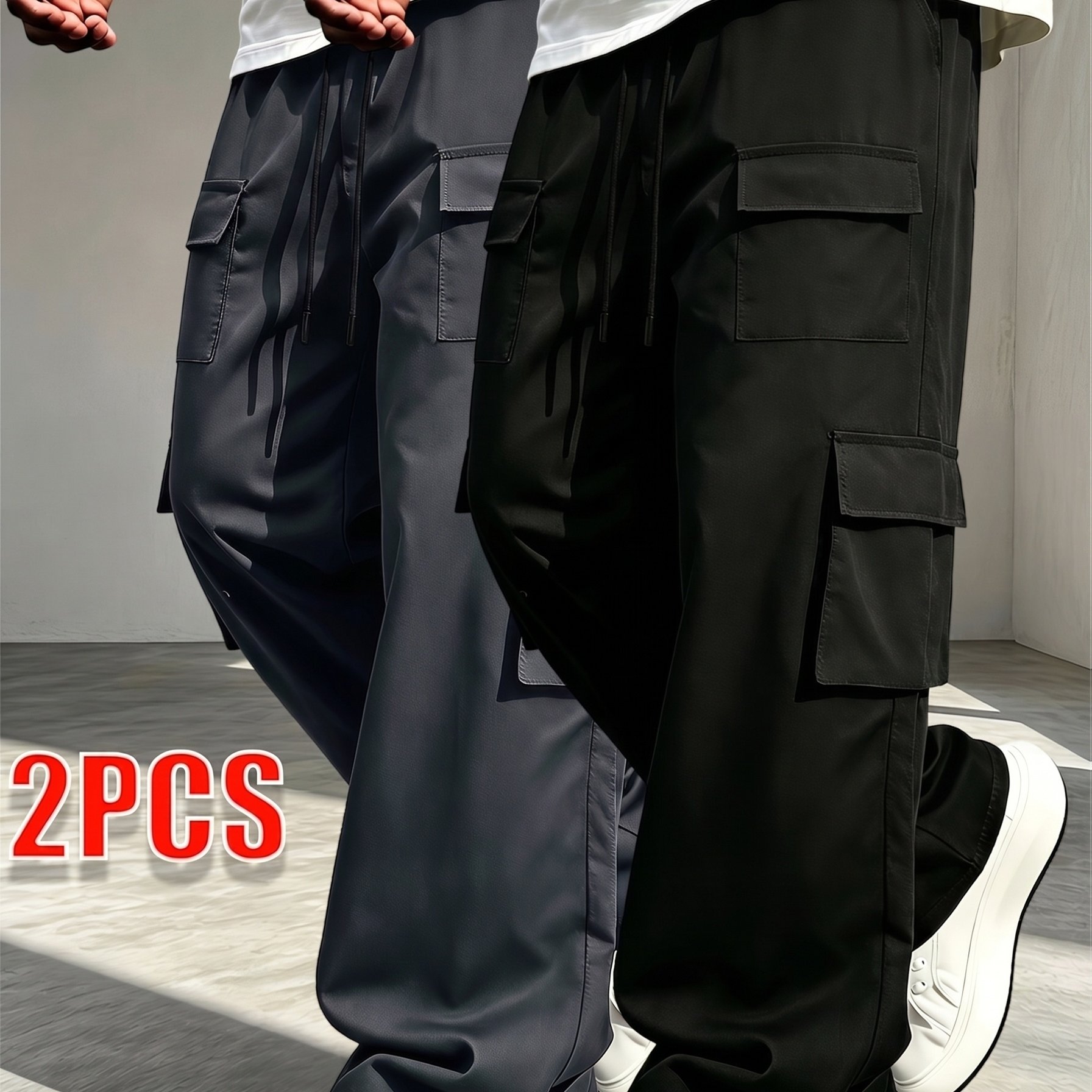 TEMU 2pcs.comfortable And Simple Men's And Women's Long Pants For Jogging, With Pockets On Sides, Are Suitable For Daily Life, Work, Travel, Running,
