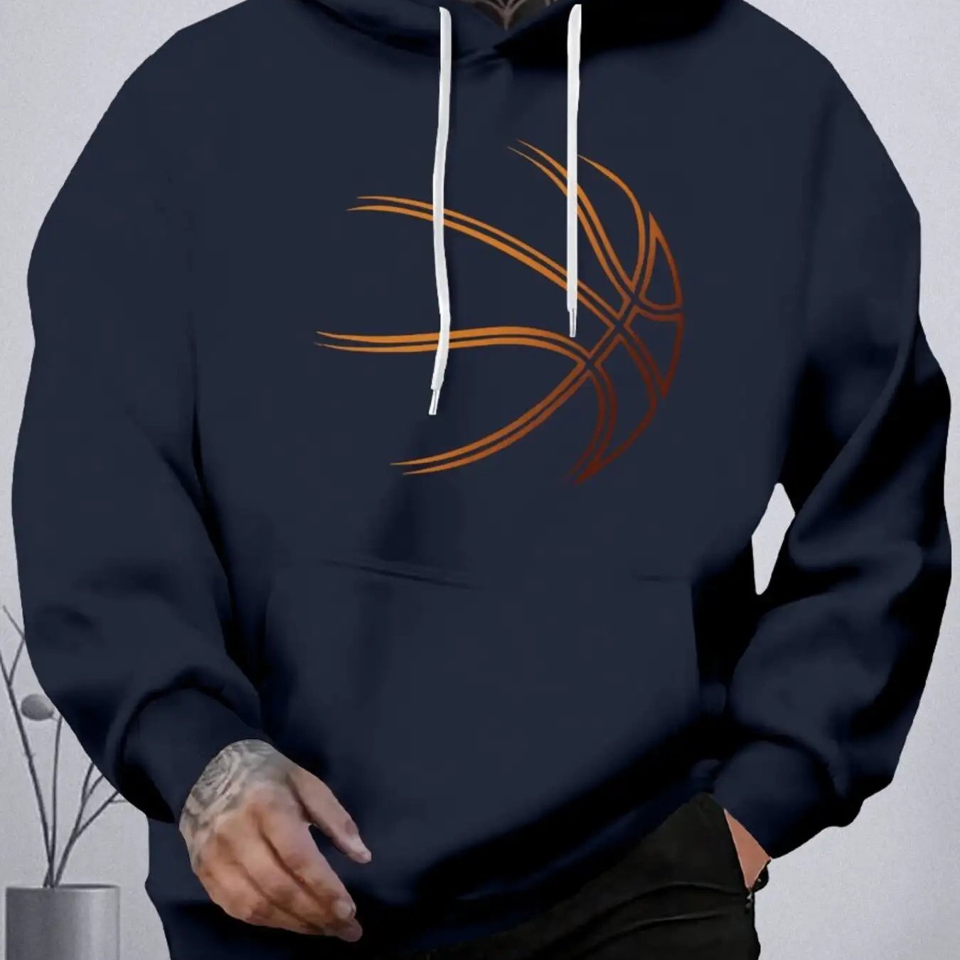 TEMU Plus Size Men's Stylish Letter Print Fashion Hoodie Casual Sports Sweatshirt, Plus Size