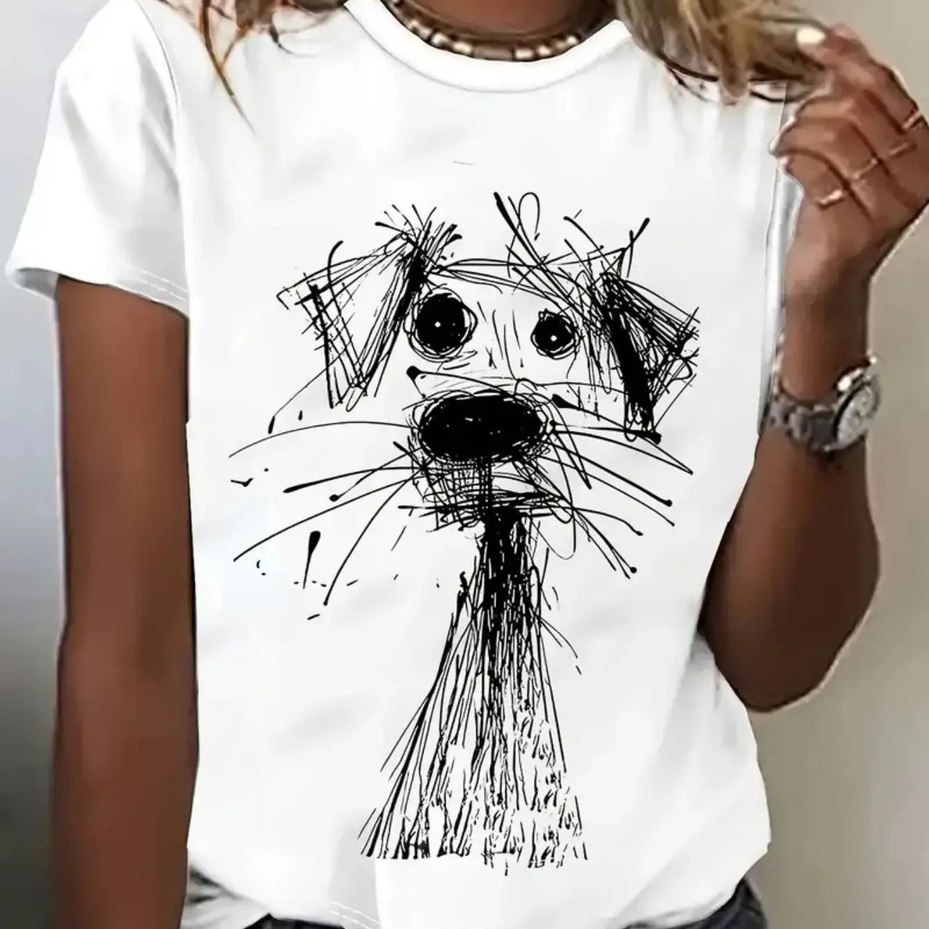 TEMU Casual Women's Graphic T-shirt - Design Short Sleeve Top, Comfortable Everyday Wear For Summer And