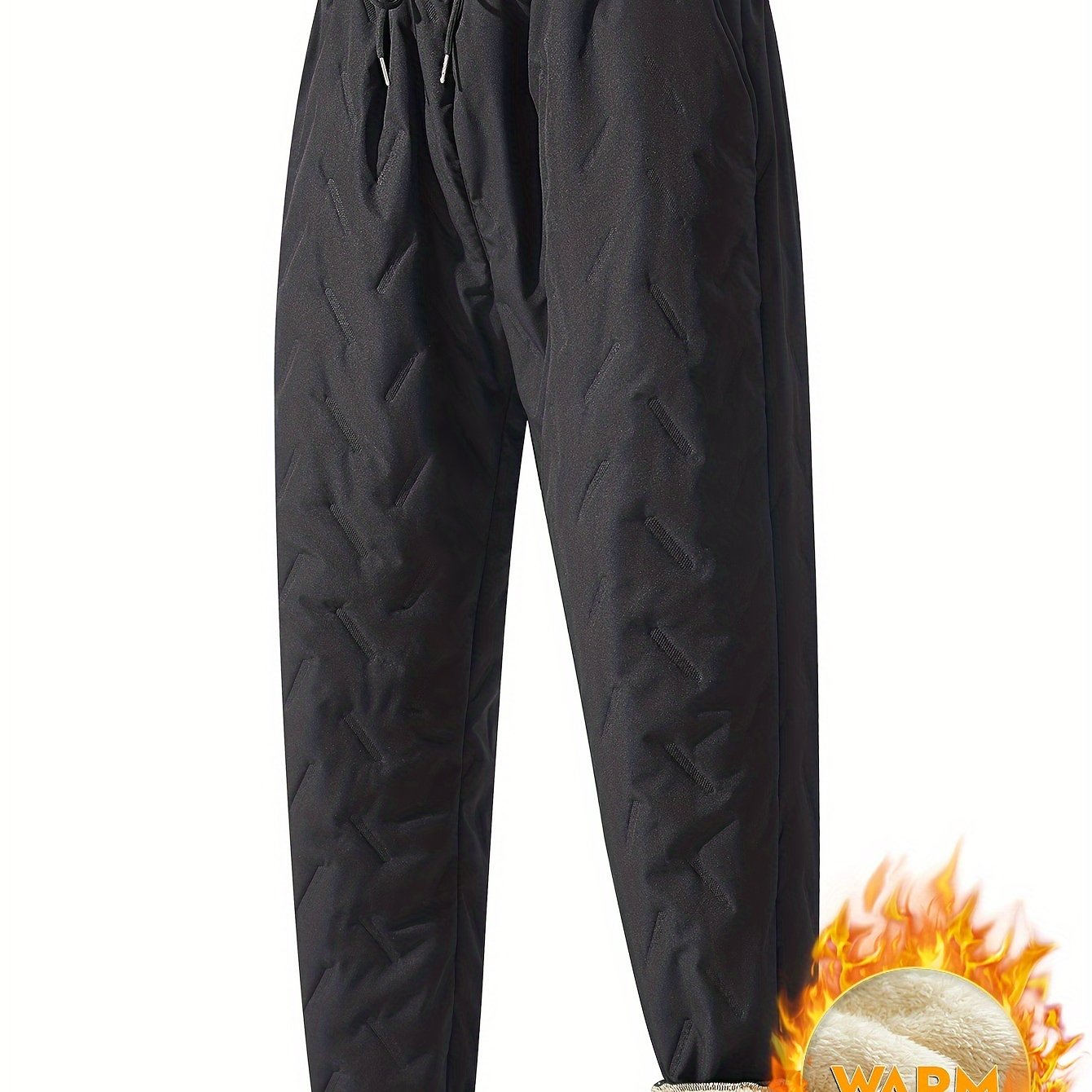 TEMU Lamb Fleece Pants Men's Plus Size Casual Trousers Men's Fleece Thickened Ankle-cinching Athletic Pants Size Large Warm Trousers Men