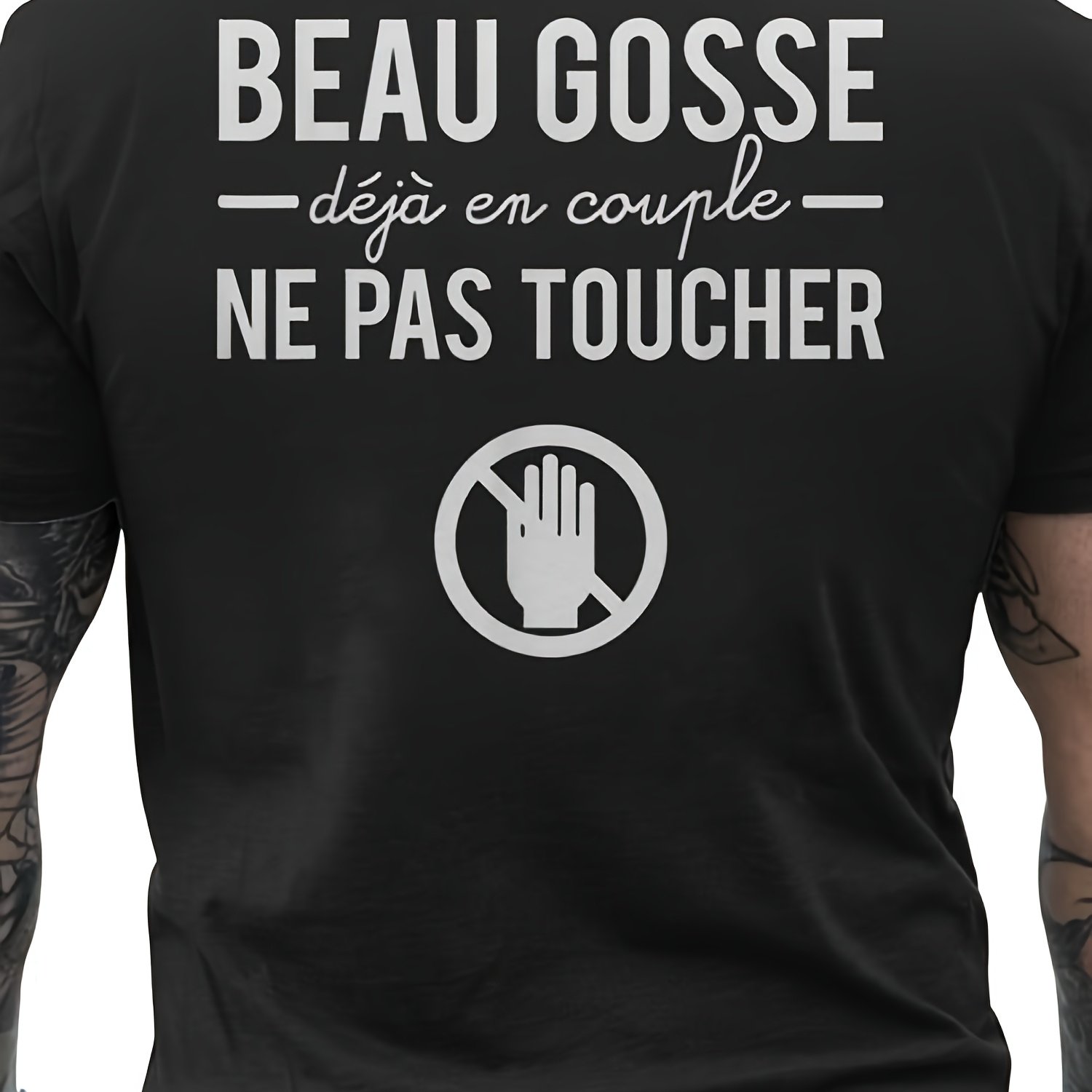 TEMU T-shirt Amusant « Ne Me Touchez Pas, a un » avec Imprimé en Français - Motif au Dos, T-shirt Humoristique Décontracté à Col Rond, Convient pour